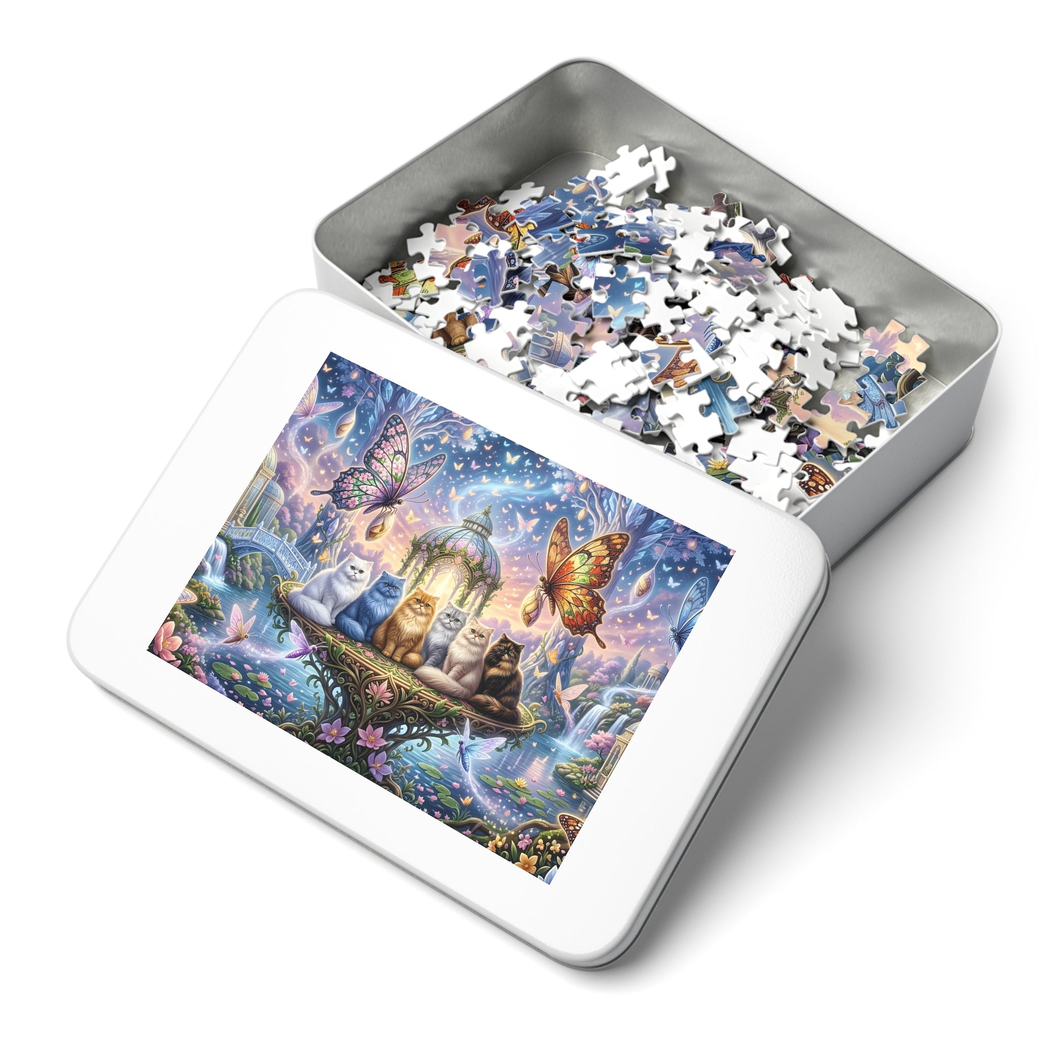 Persian Cat Giant Butterfly Glass Gazebo Fantasy Garden Jigsaw Puzzle