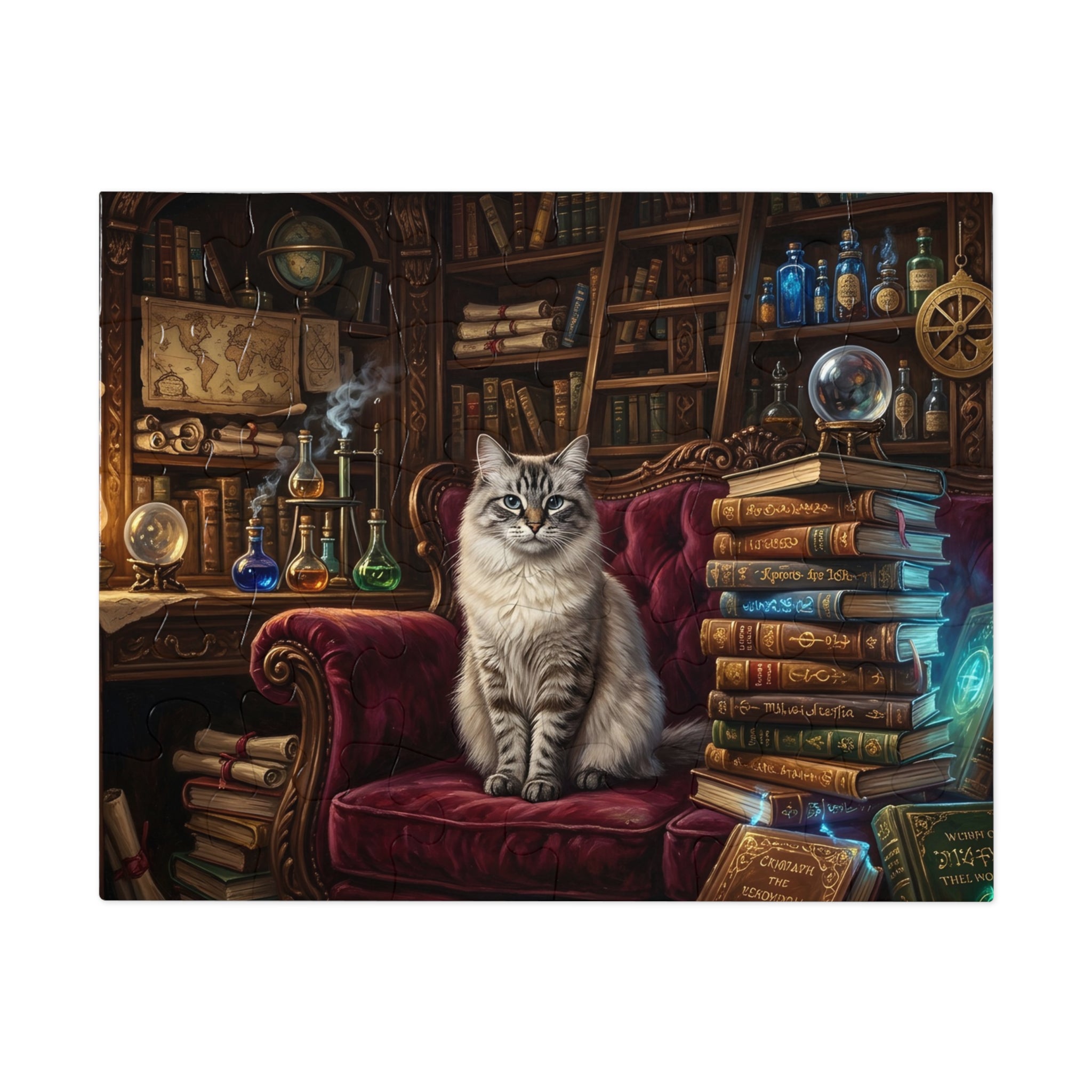 Seal Lynx Point Ragdoll Vintage Library Spellbooks Jigsaw Puzzle