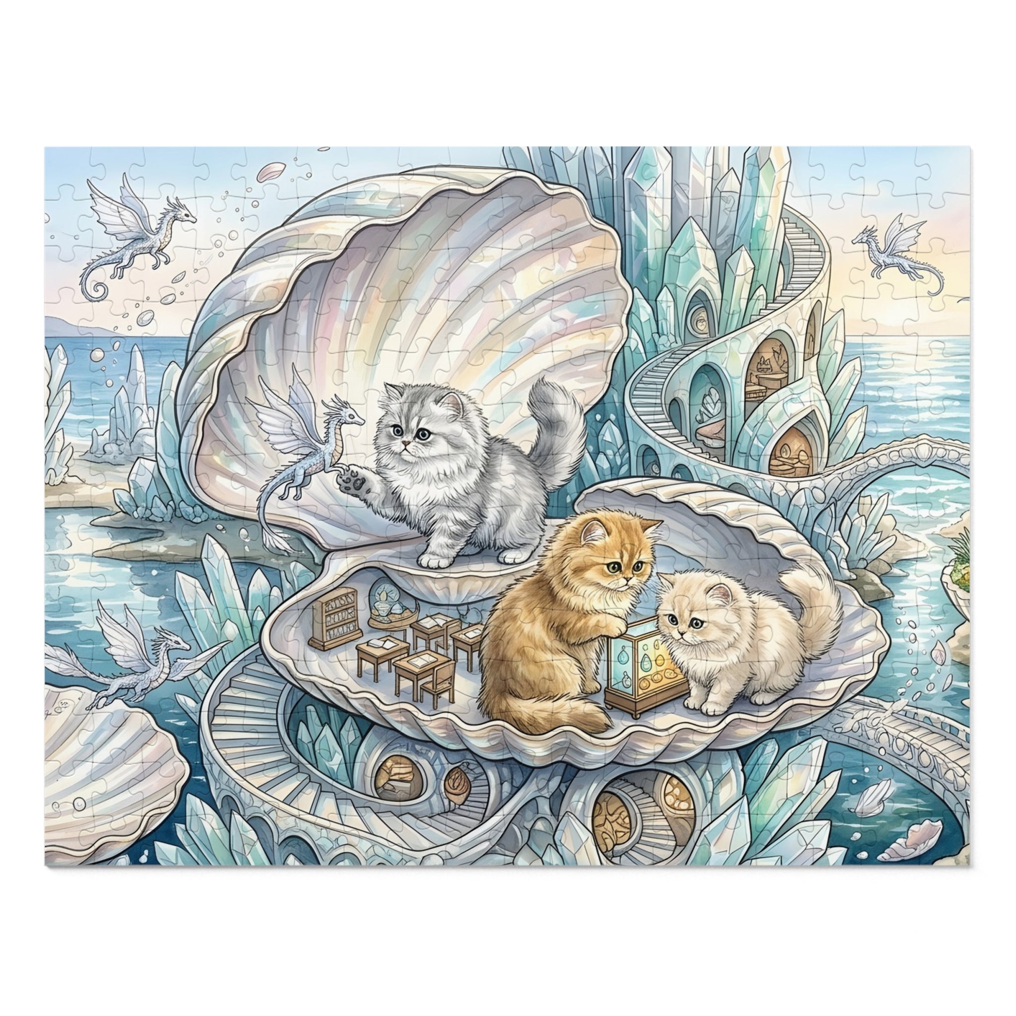 Persian Kitten Crystal Seashell Haven Jigsaw Puzzle