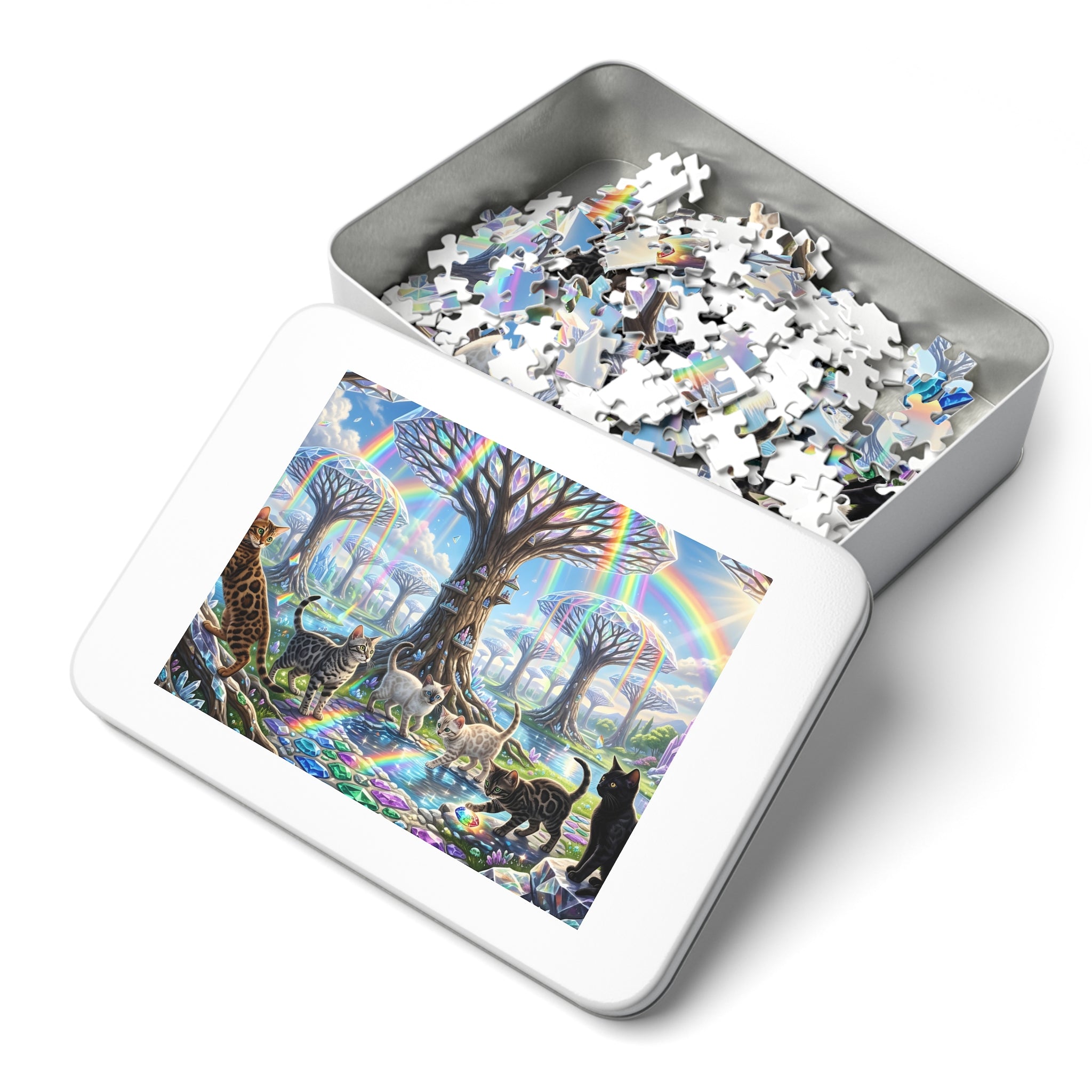 Bengal Kitten Rainbow Prism Forest Jigsaw Puzzle