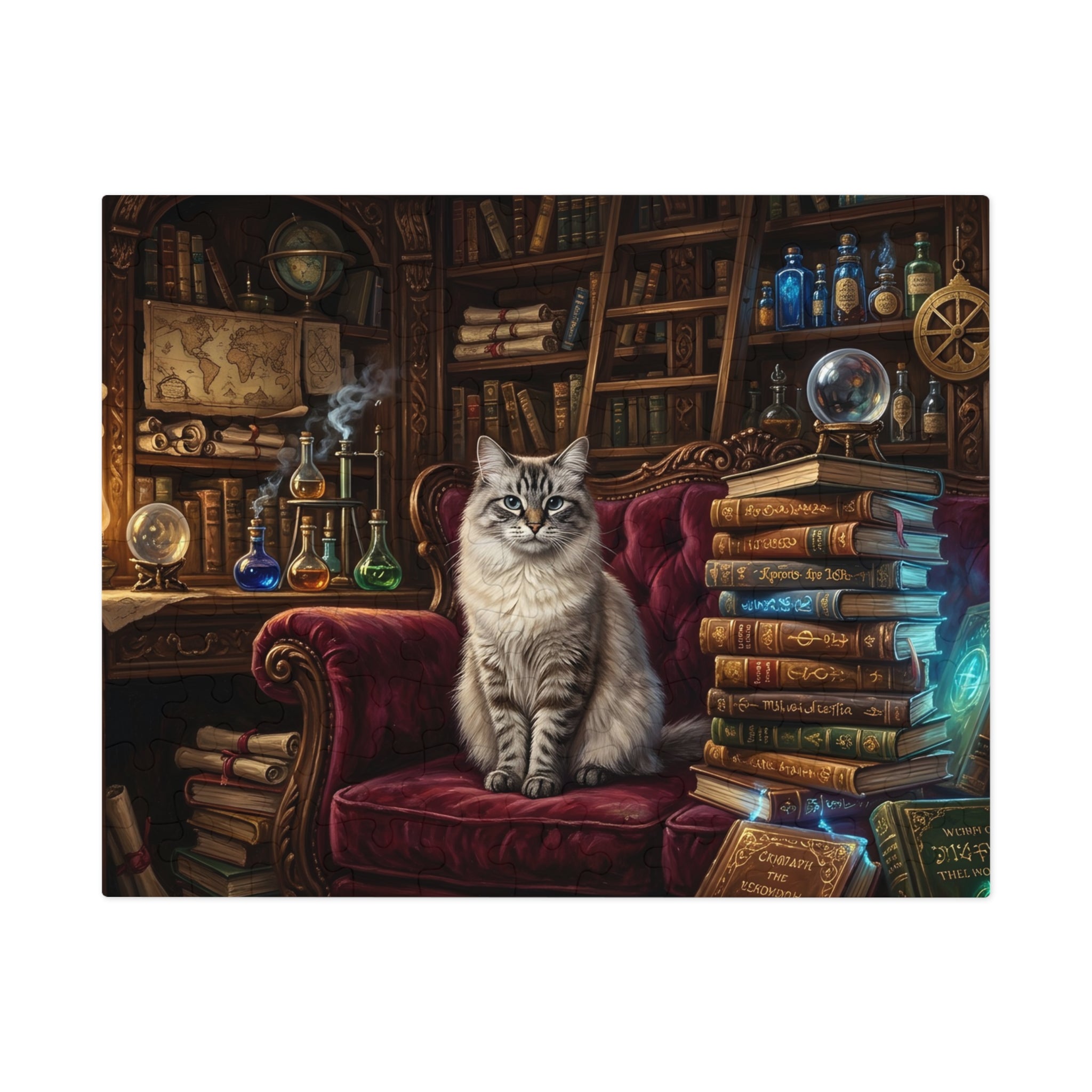 Seal Lynx Point Ragdoll Vintage Library Spellbooks Jigsaw Puzzle