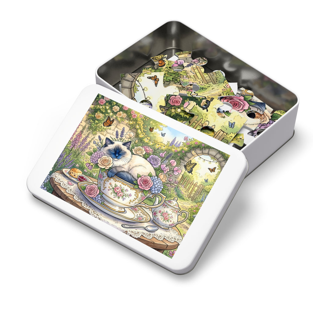 Blue Point Ragdoll Teacup Garden Party Jigsaw Puzzle
