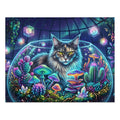 Silver Patch Tabby Maine Coon Glowing Terrarium Mushrooms Jigsaw Puzzle