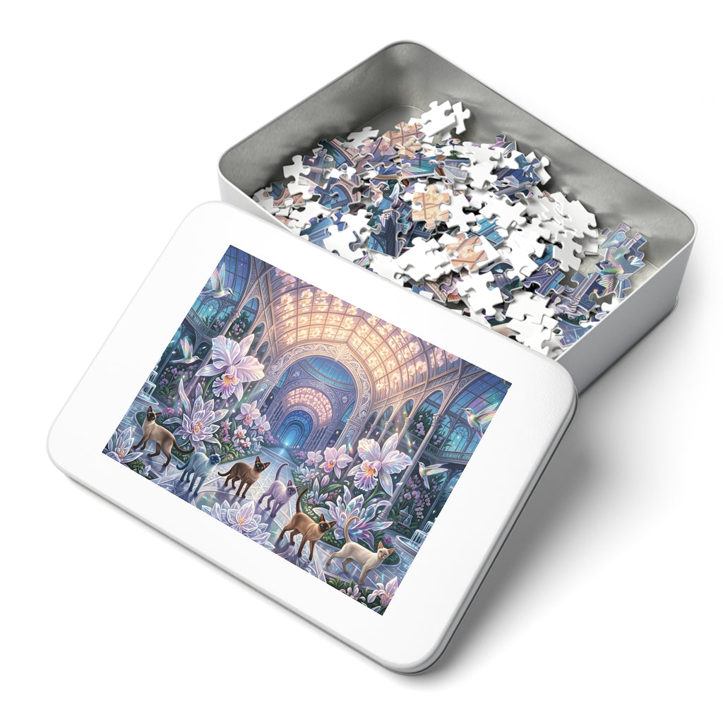 Siamese Cat Orchid Glass Conservatory Jigsaw Puzzle