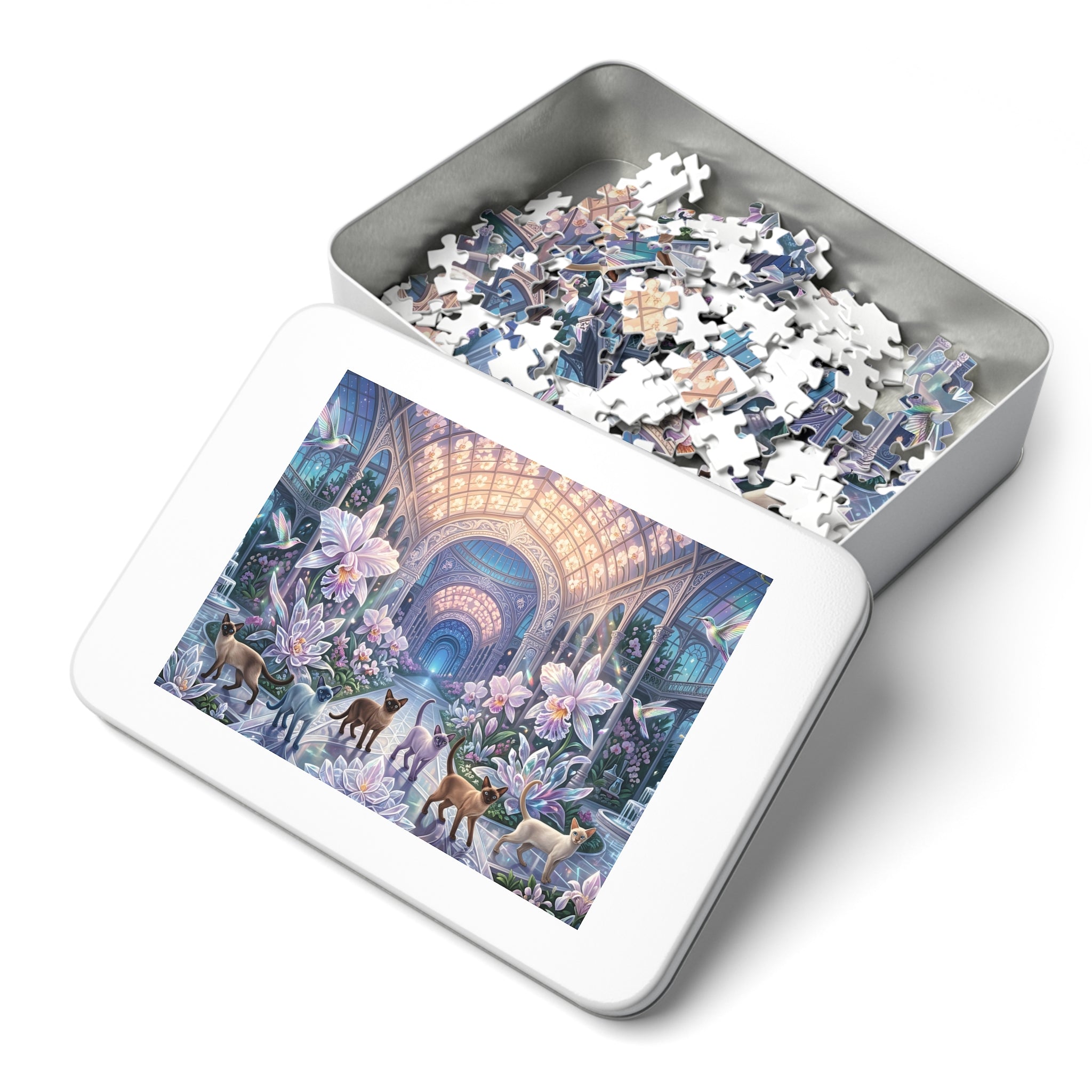 Siamese Cat Orchid Glass Conservatory Jigsaw Puzzle