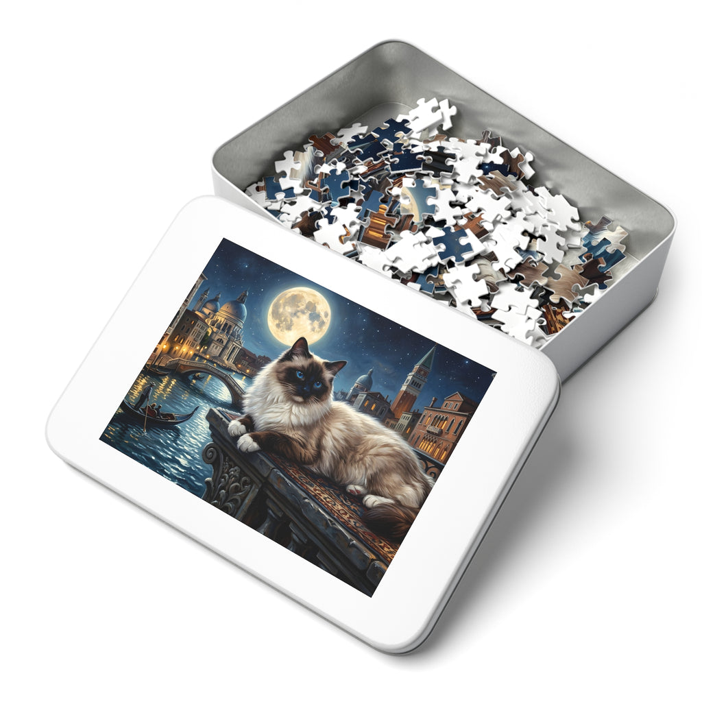 Seal Mitted Ragdoll Venice Canal Full Moon Jigsaw Puzzle
