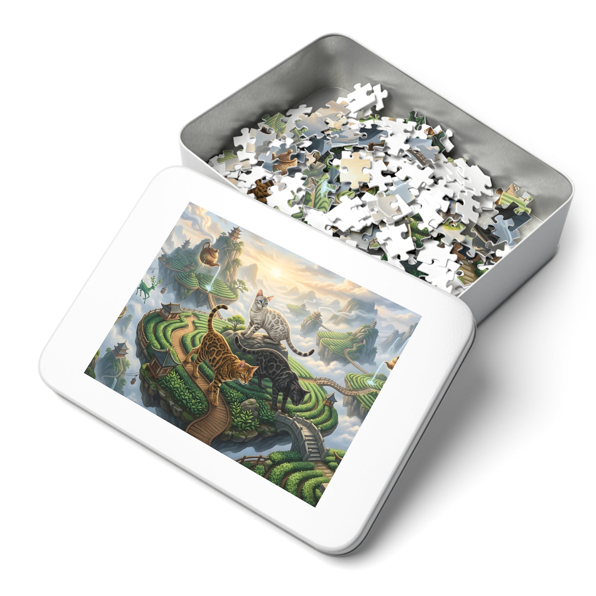 Bengal Cat Floating Tea Plantation Terraces Jigsaw Puzzle