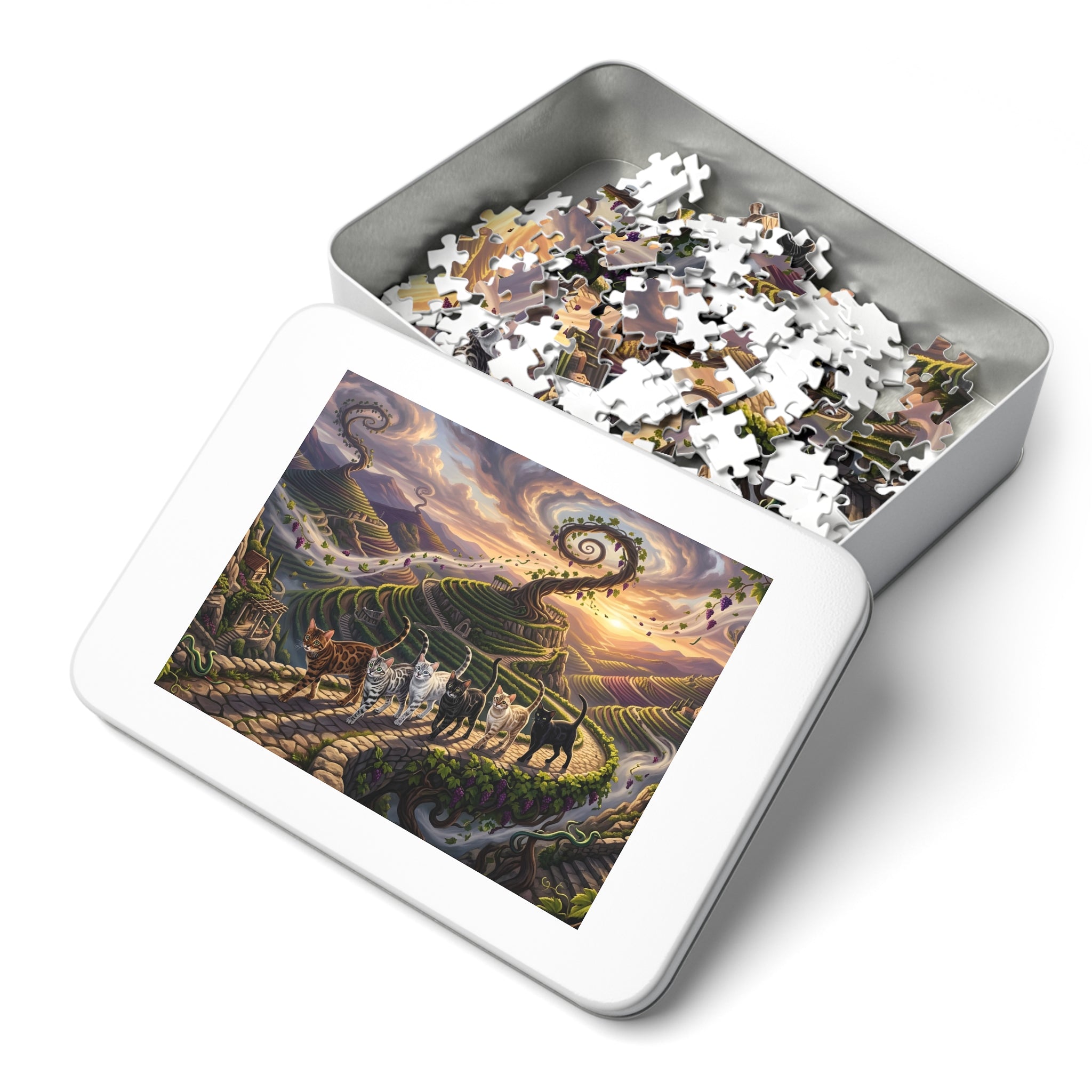 Bengal Cat Enchanted Spiral Vineyard Jigsaw Puzzle