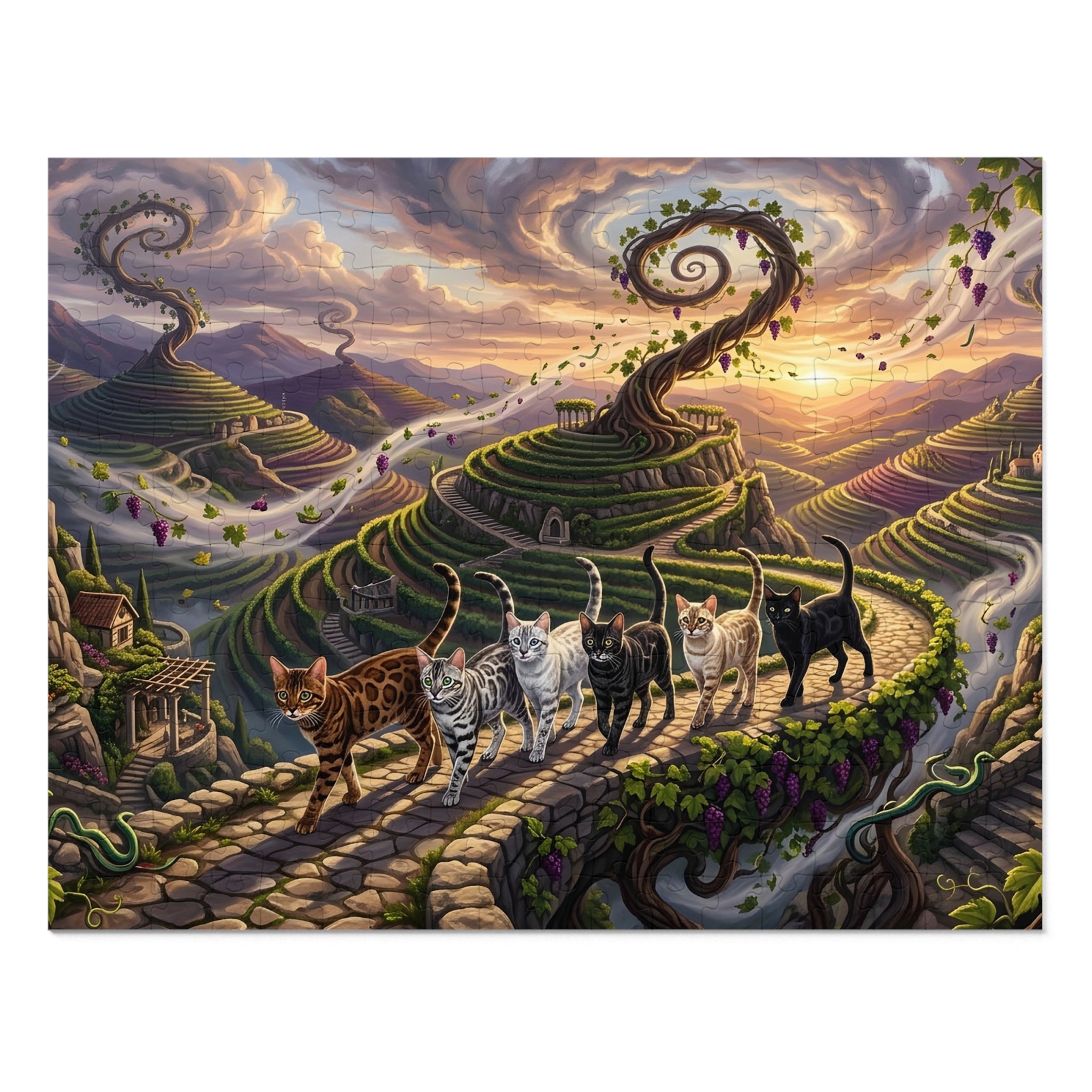 Bengal Cat Enchanted Spiral Vineyard Jigsaw Puzzle