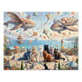British Shorthair Cat Coastal Sky Whales Jigsaw Puzzle