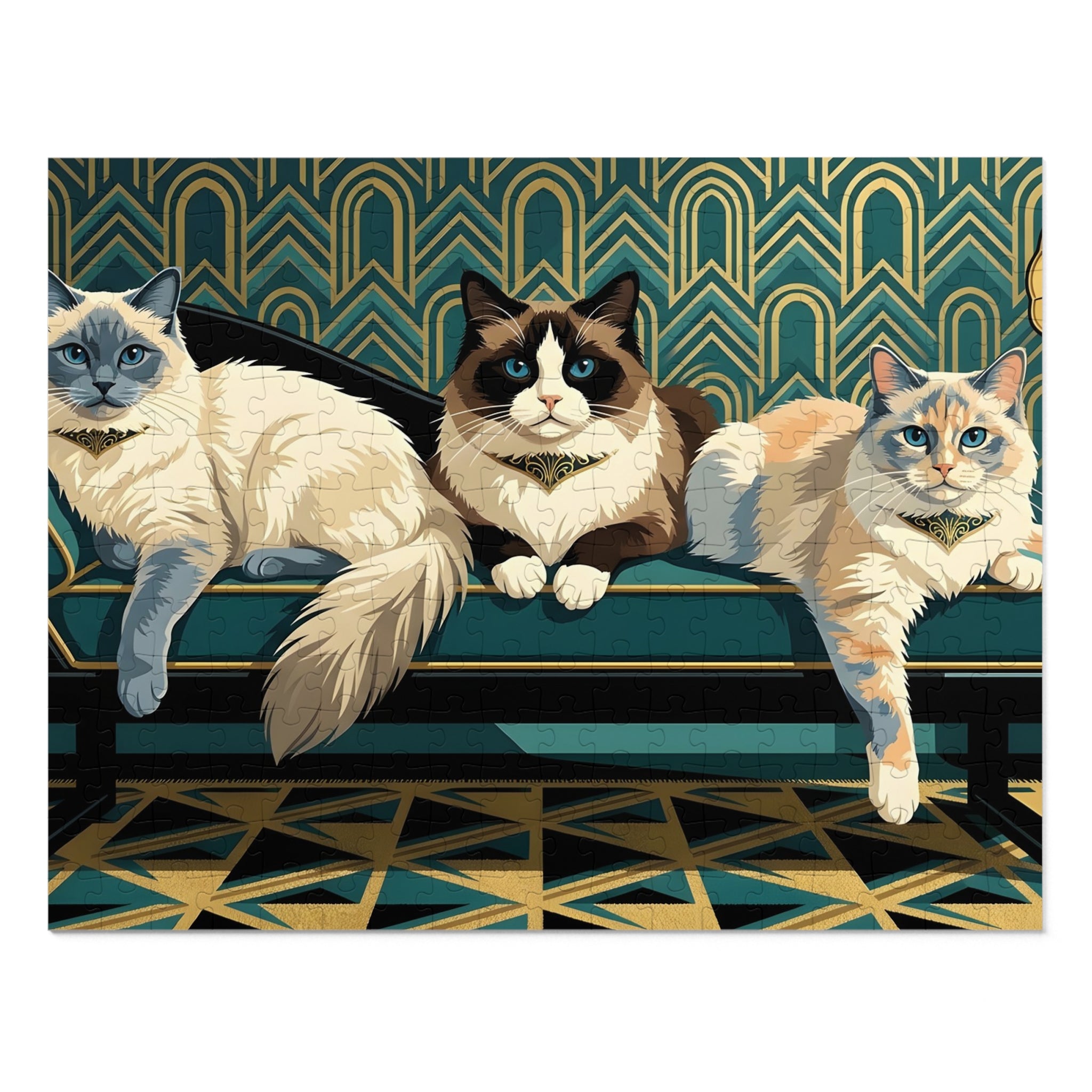 Ragdoll Cats Art Deco Sofa Jigsaw Puzzle