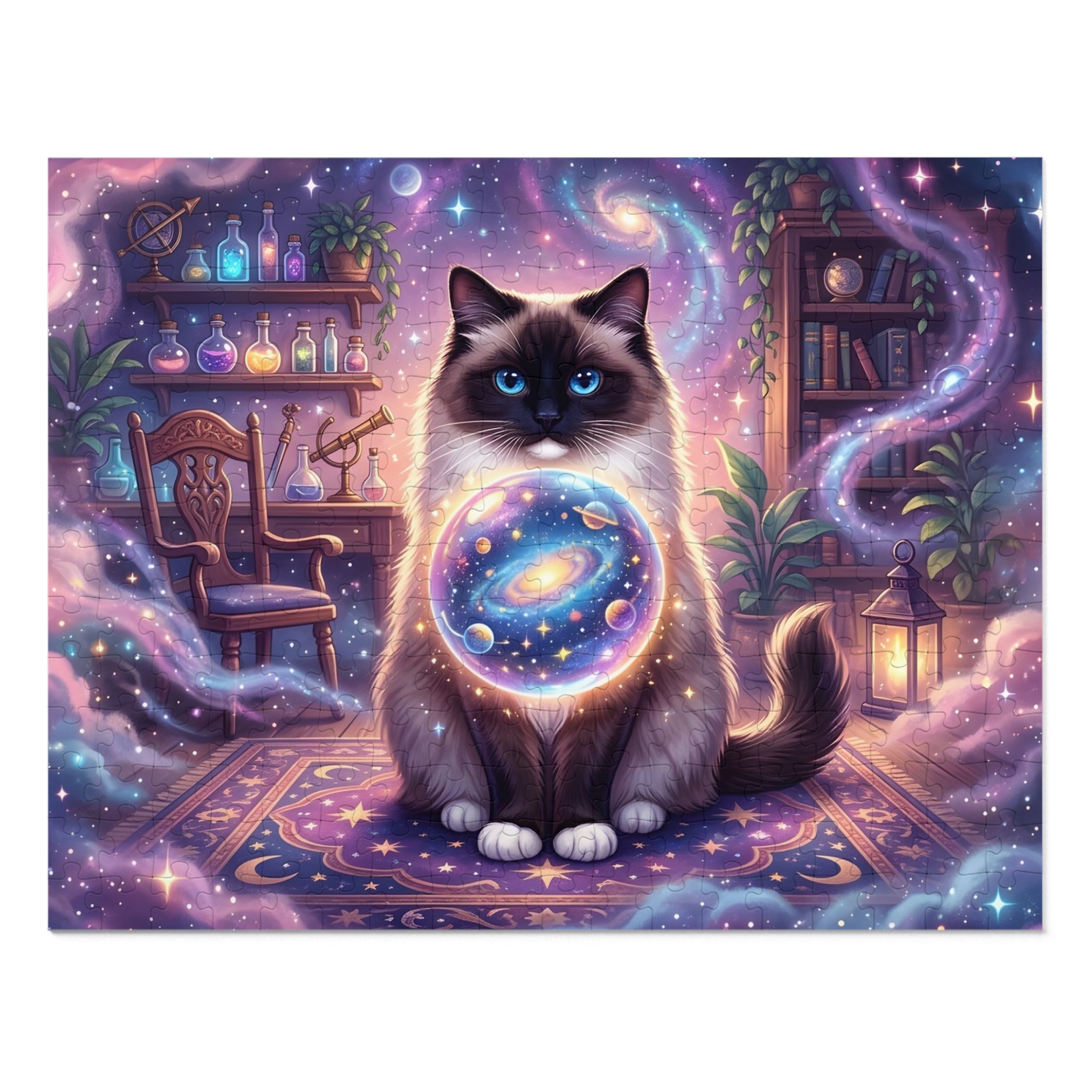 Seal Mitted Ragdoll Crystal Ball Galaxy Wizard Room Jigsaw Puzzle