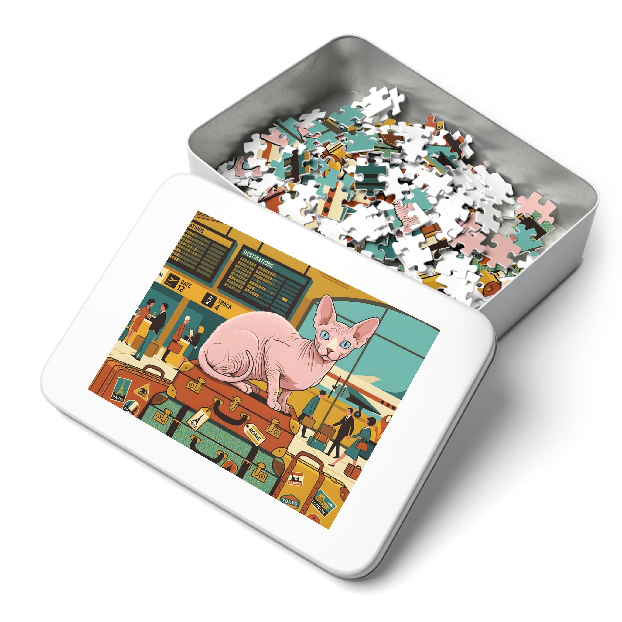 Pink Sphynx Airport Terminal Suitcases Jigsaw Puzzle