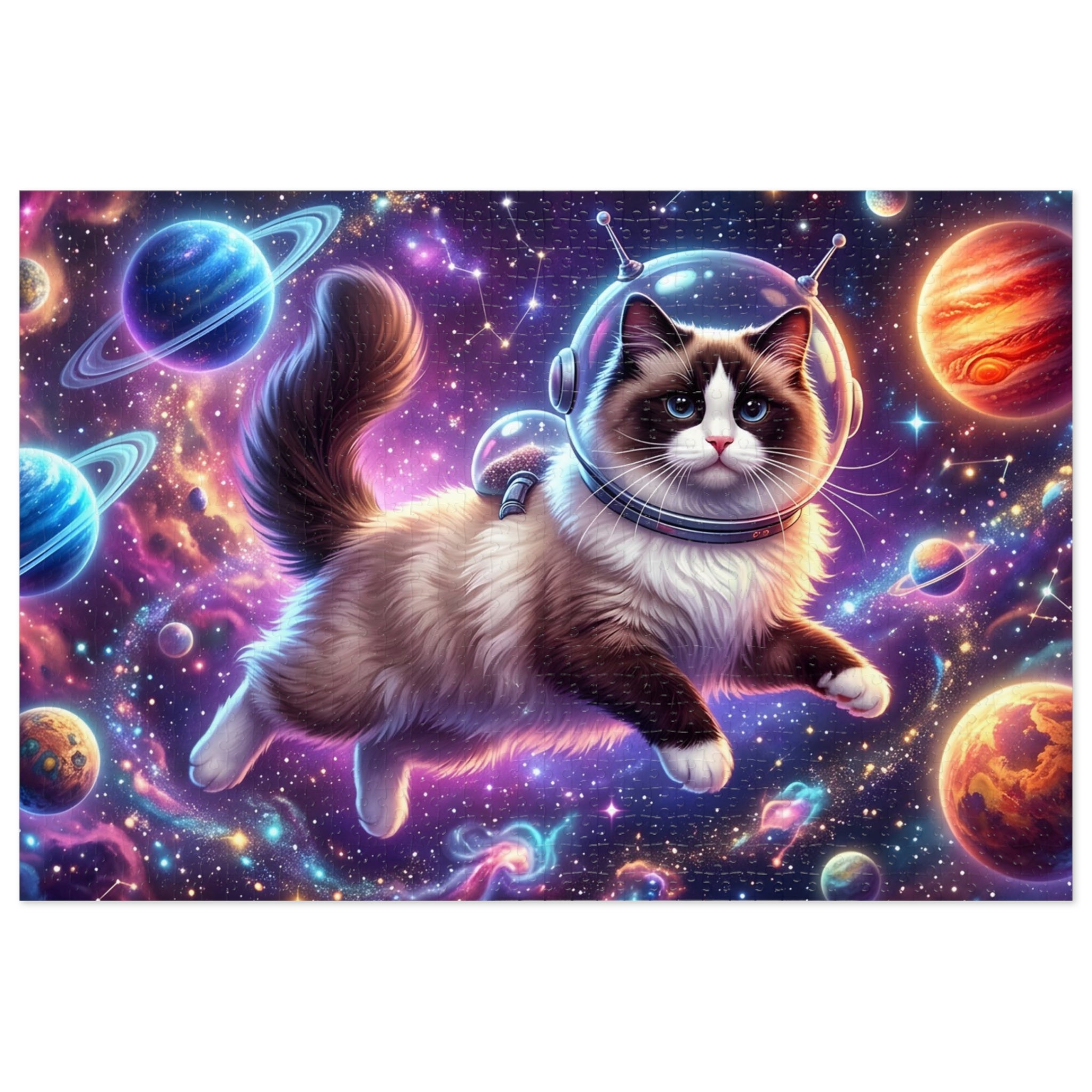 Seal Bicolor Ragdoll Astronaut Outer Space Jigsaw Puzzle