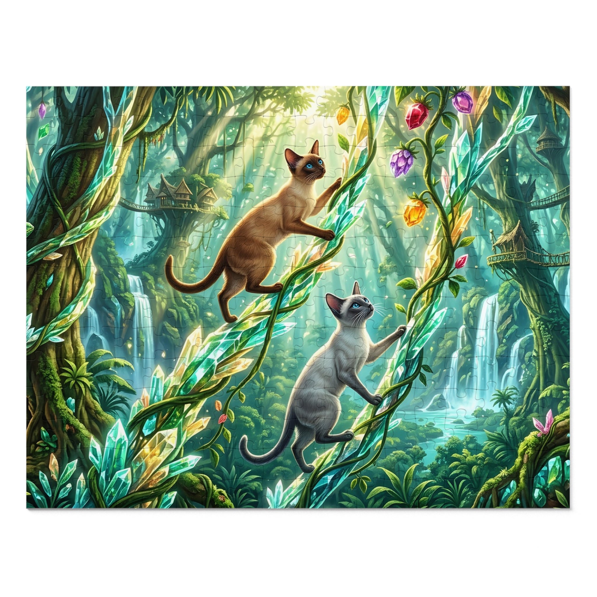 Siamese Cat Crystal Vine Rainforest Jungle Jigsaw Puzzle
