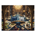 American Shorthair Cat Grand Library Map Bridge Printing Press Jigsaw Puzzle