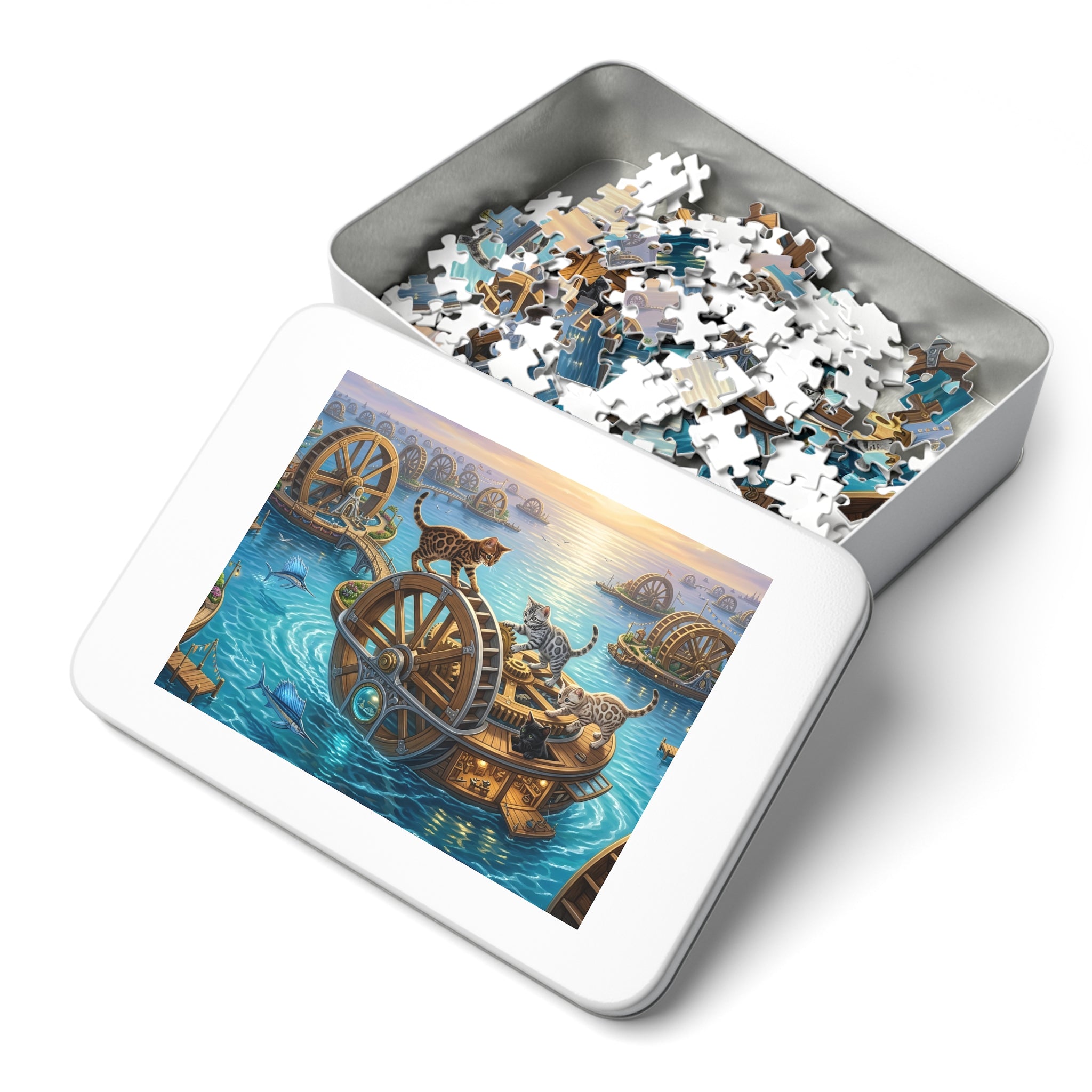 Bengal Kitten Ocean Waterwheel Workshop Jigsaw Puzzle