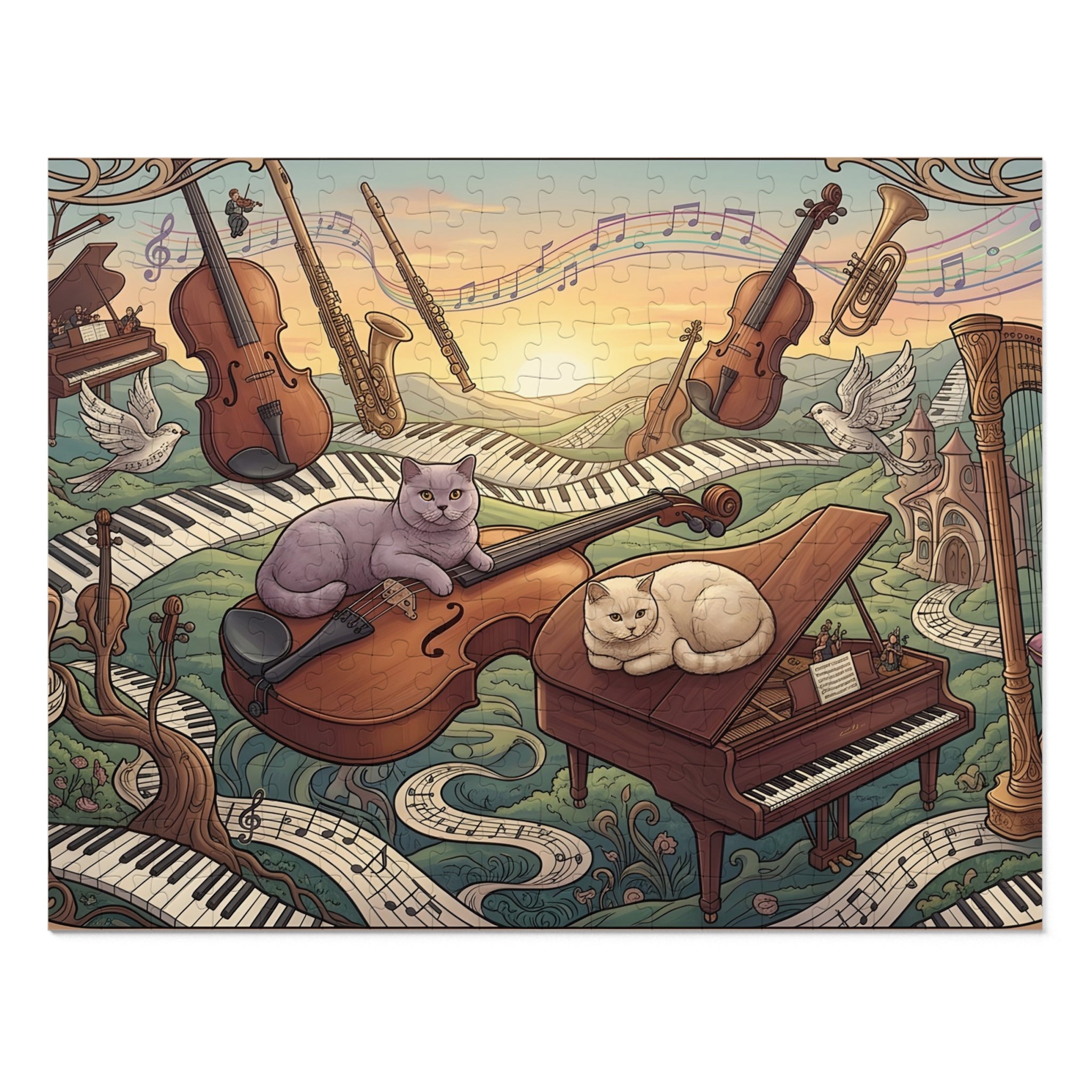 British Shorthair Cat Surreal Musical Symphony Jigsaw Puzzle