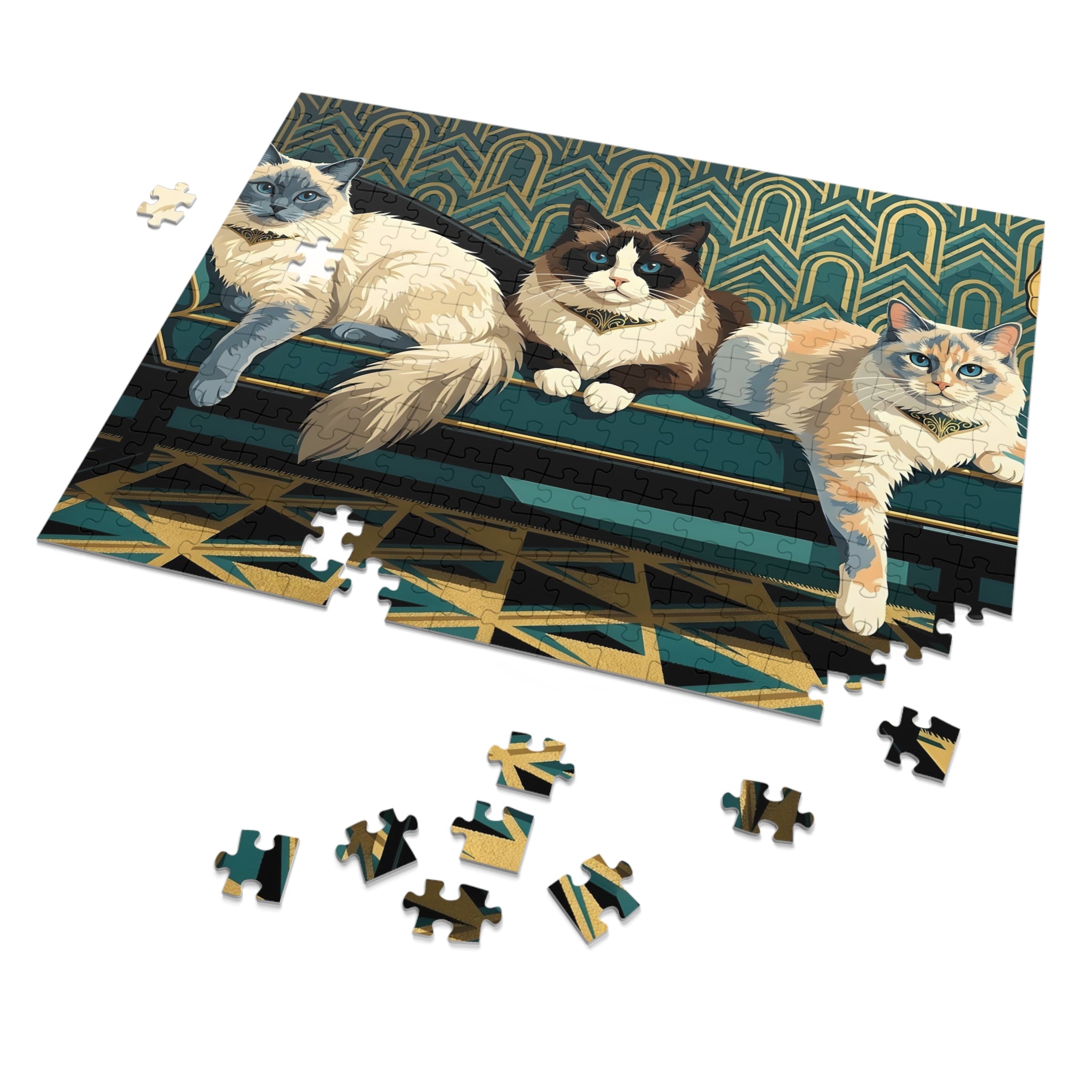 Ragdoll Cats Art Deco Sofa Jigsaw Puzzle