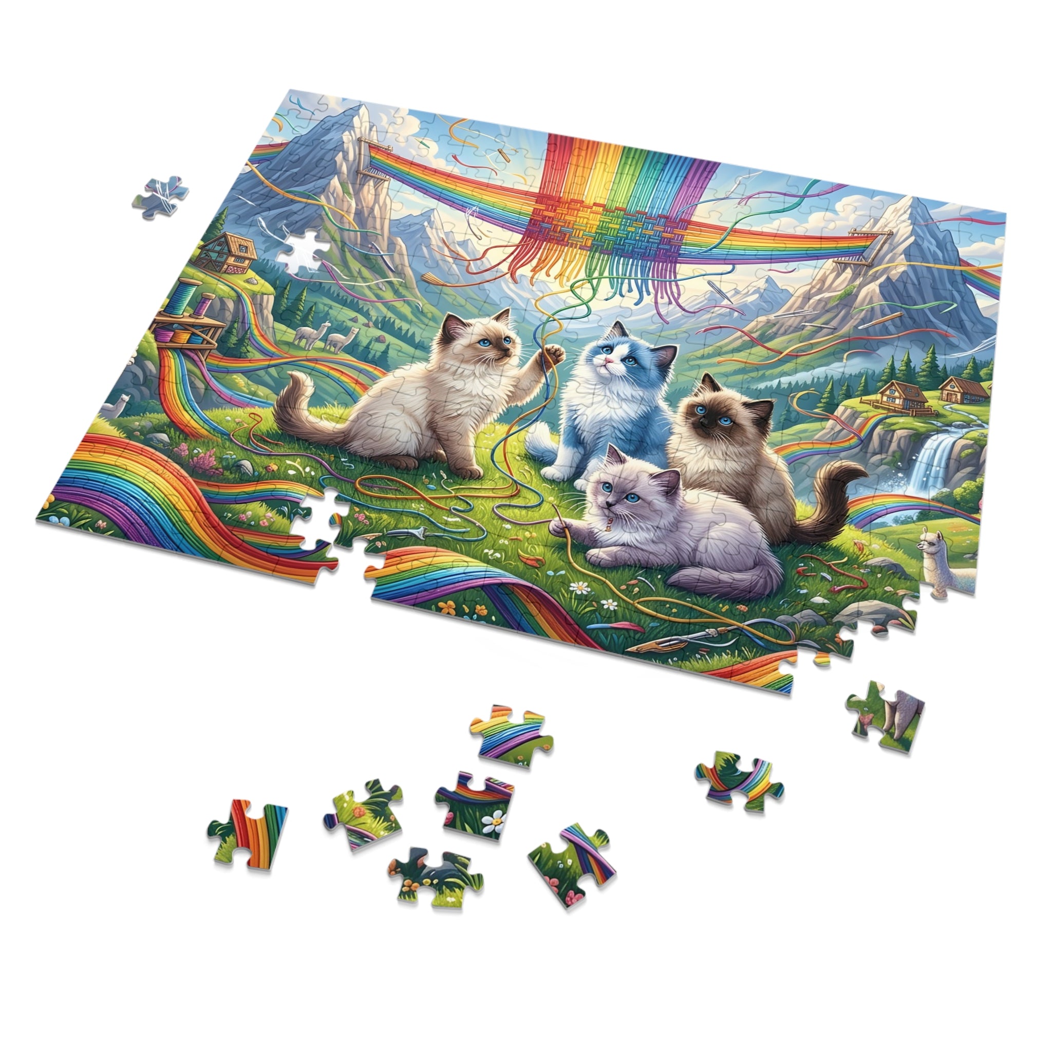 Ragdoll Kitten Rainbow Loom Alpine Meadow Jigsaw Puzzle