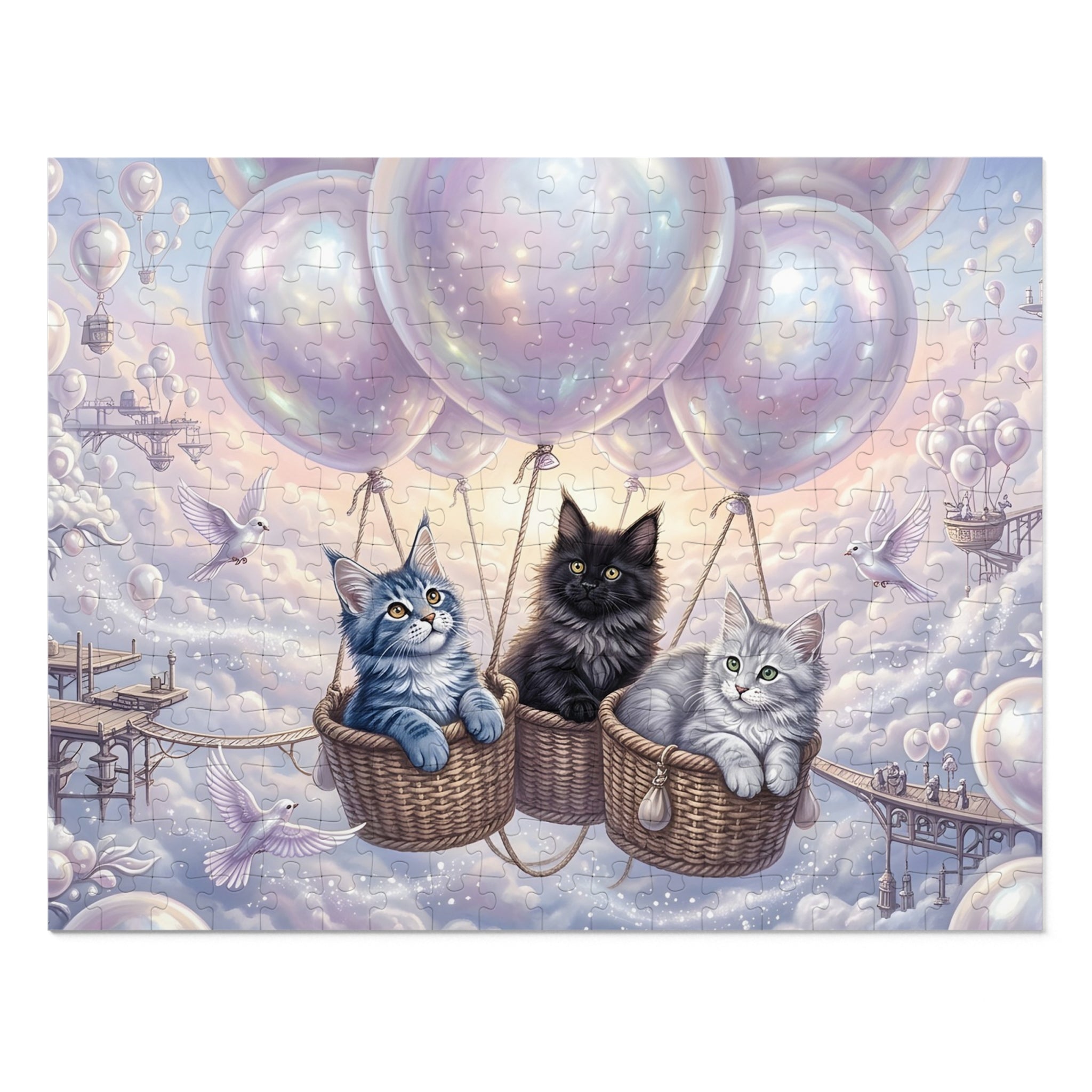 Maine Coon Kitten Iridescent Balloon Haven Jigsaw Puzzle