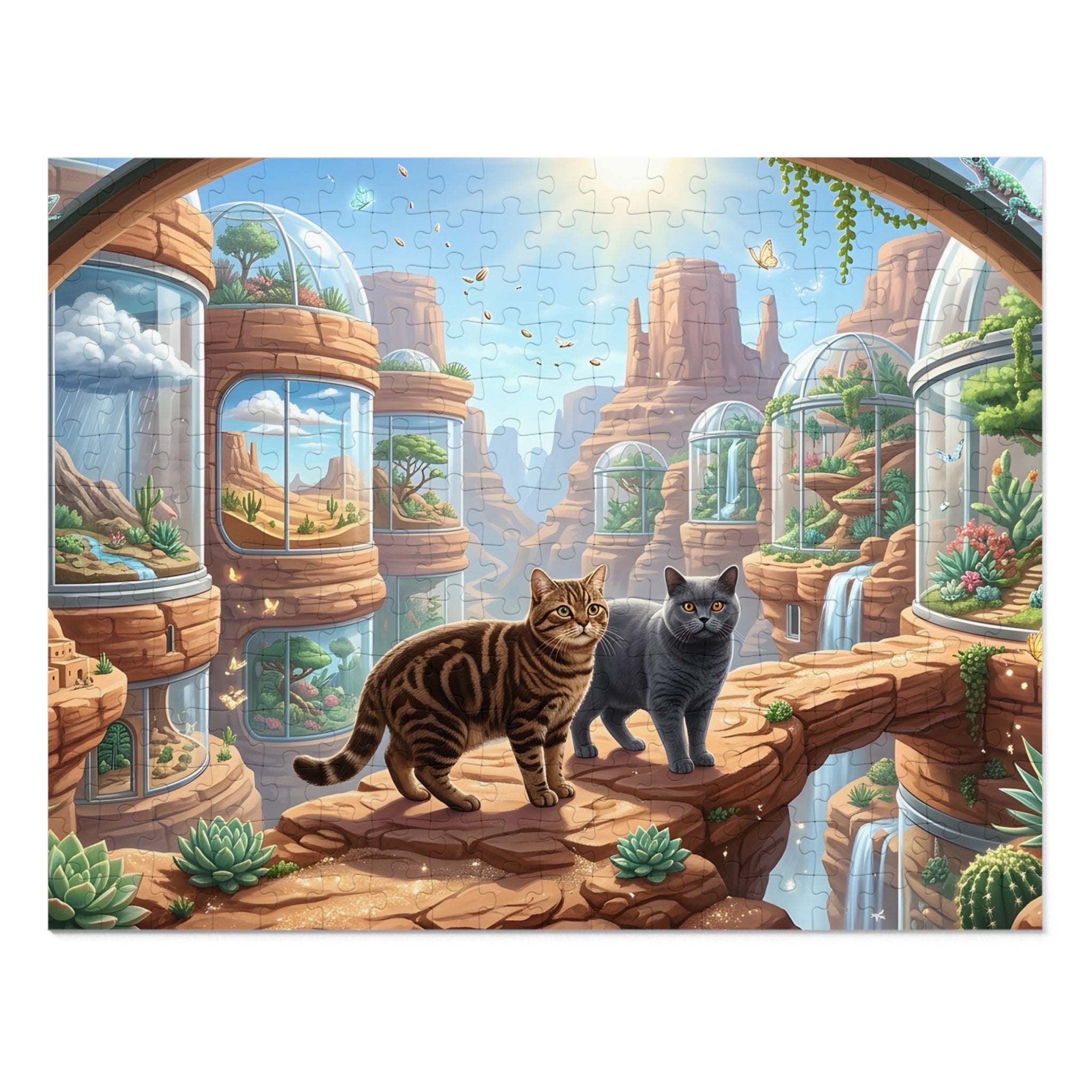 American Shorthair Cat Desert Biosphere Terrarium Canyon Jigsaw Puzzle