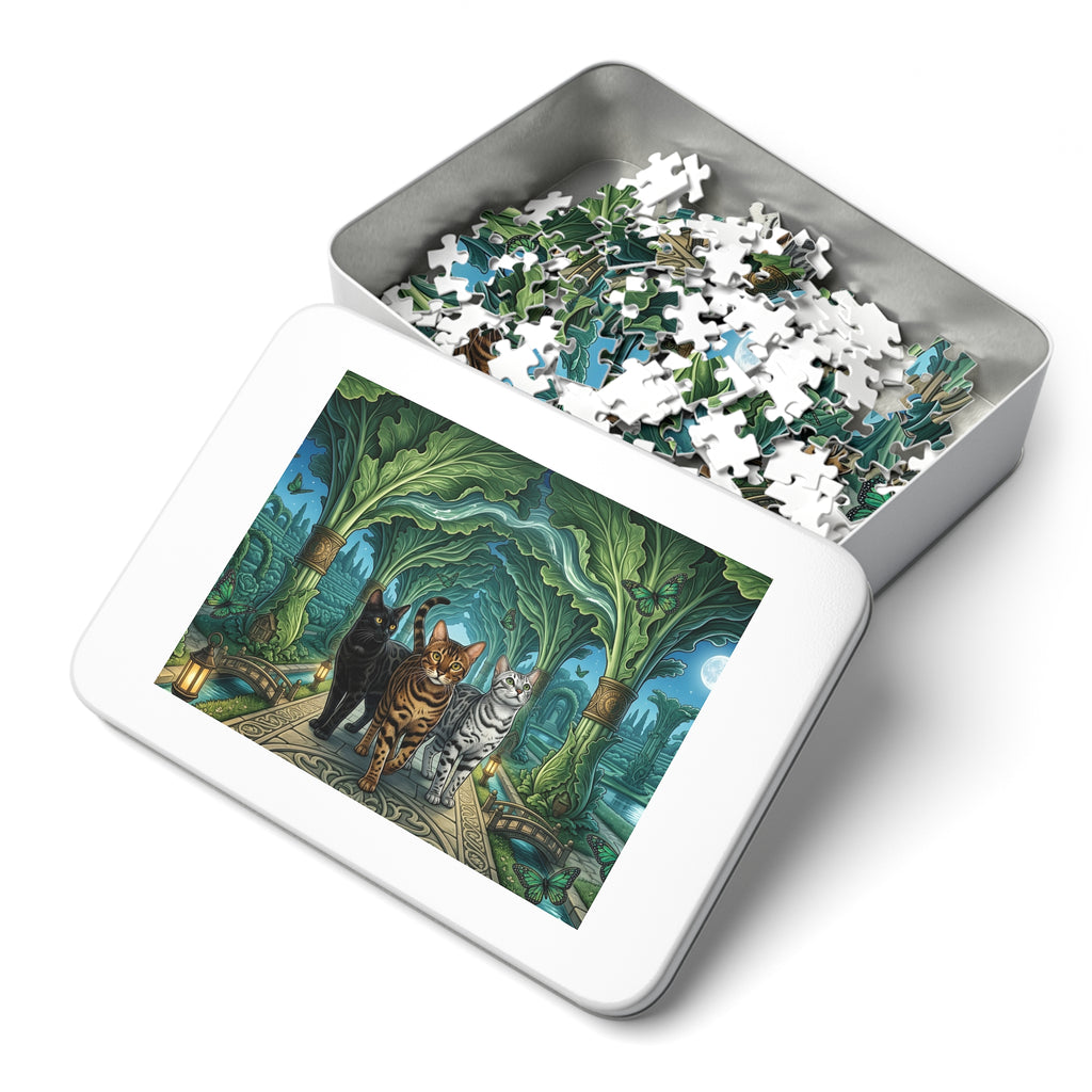 Bengal Cat Moonlit Leaf Promenade Jigsaw Puzzle