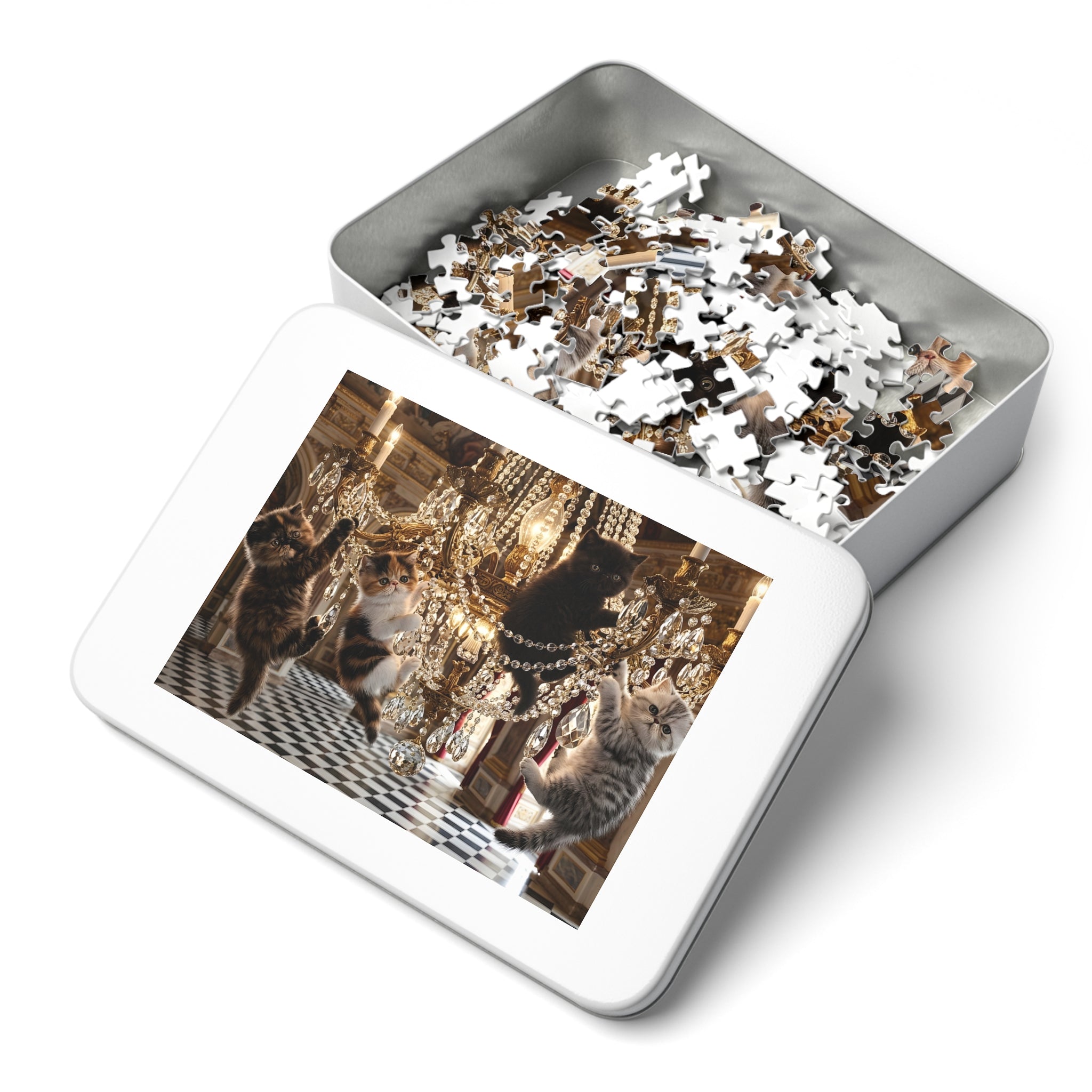 Multicolor Persian Kittens Crystal Chandelier Jigsaw Puzzle