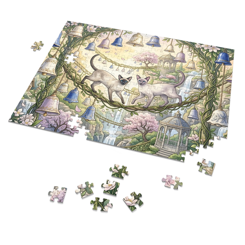Siamese Cat Hanging Bell Garden Bridge Jigsaw Puzzle