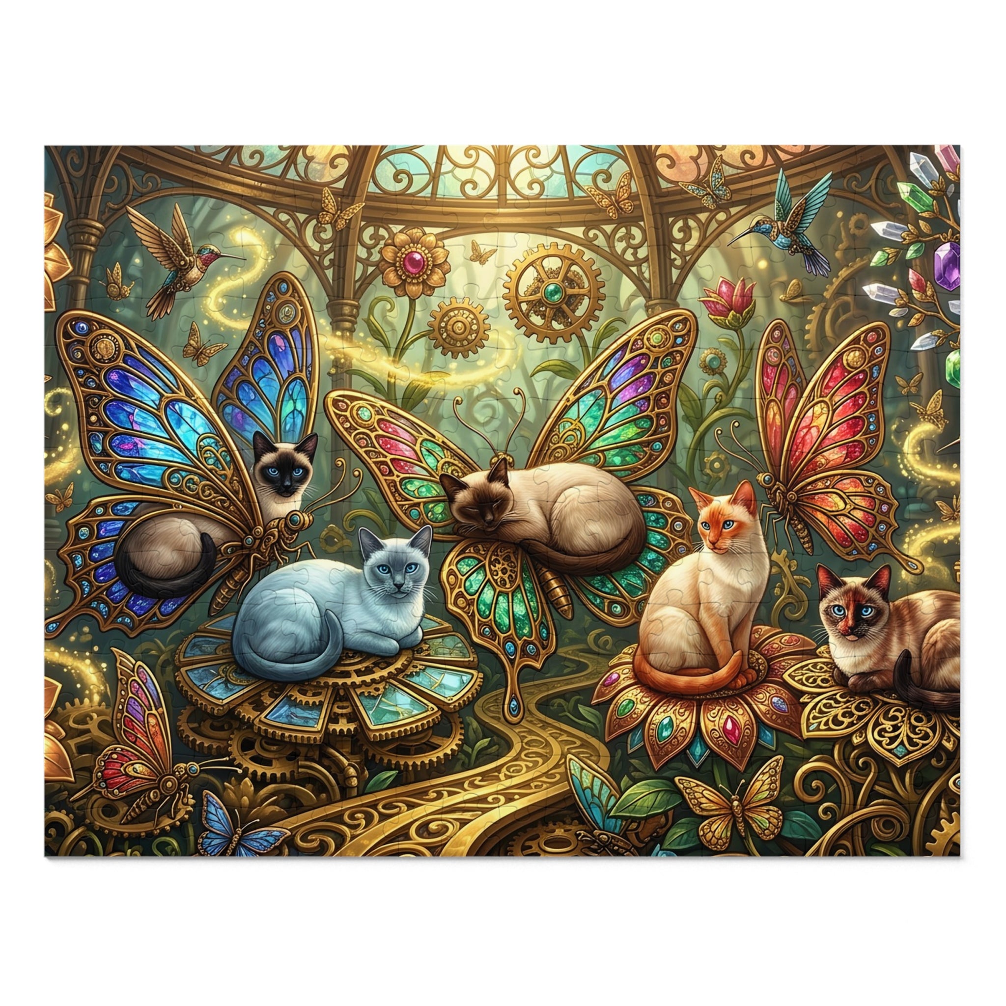 Siamese Steampunk Butterfly Conservatory Jigsaw Puzzle