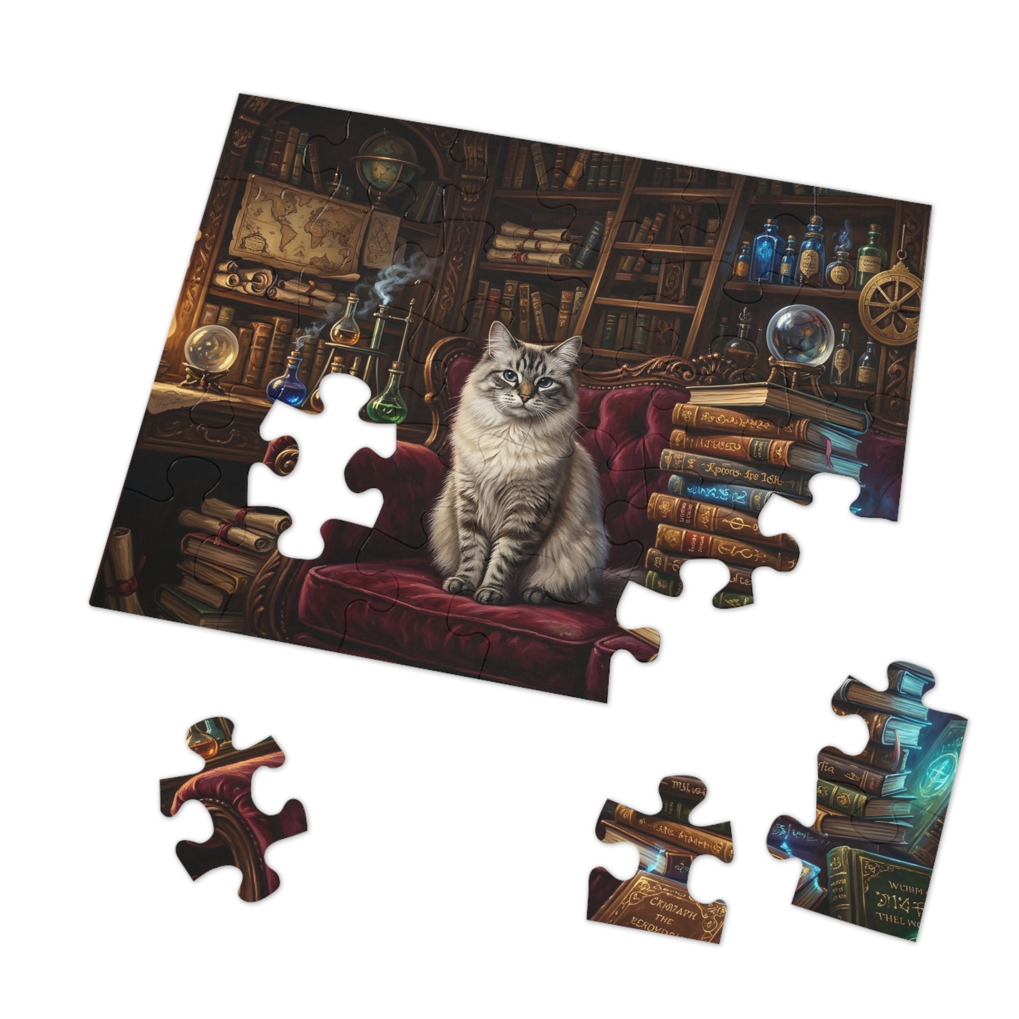 Seal Lynx Point Ragdoll Vintage Library Spellbooks Jigsaw Puzzle