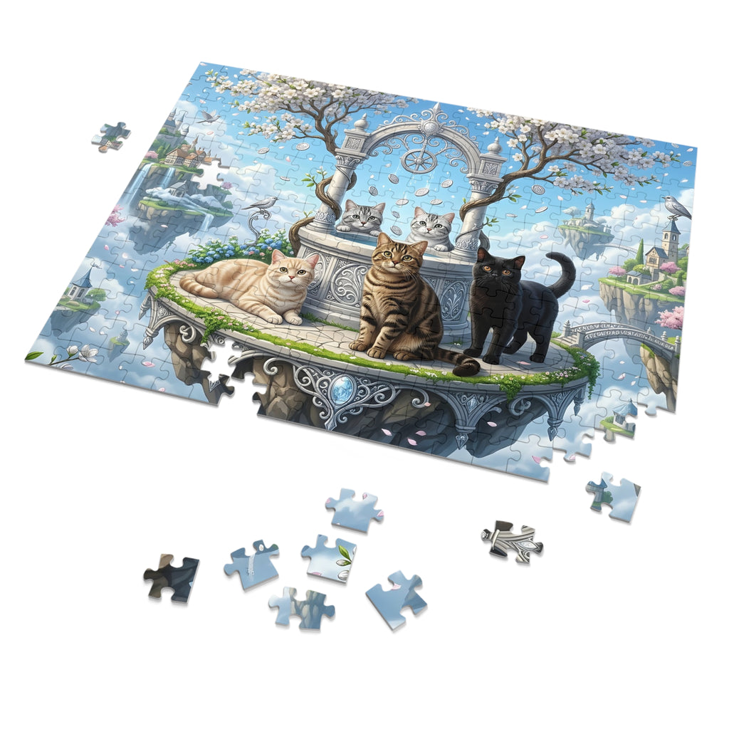American Shorthair Cat Wishing Well Floating Island Castle Jigsaw Puzzle