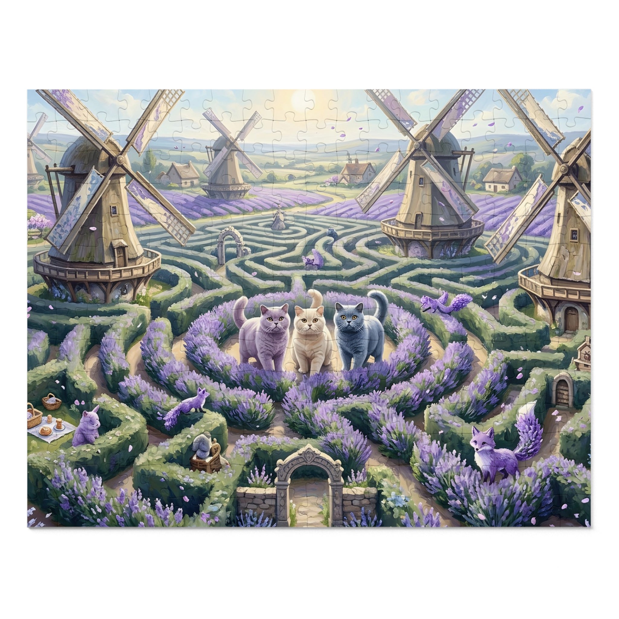 British Shorthair Lavender Maze Windmill Jigsaw Puzzle