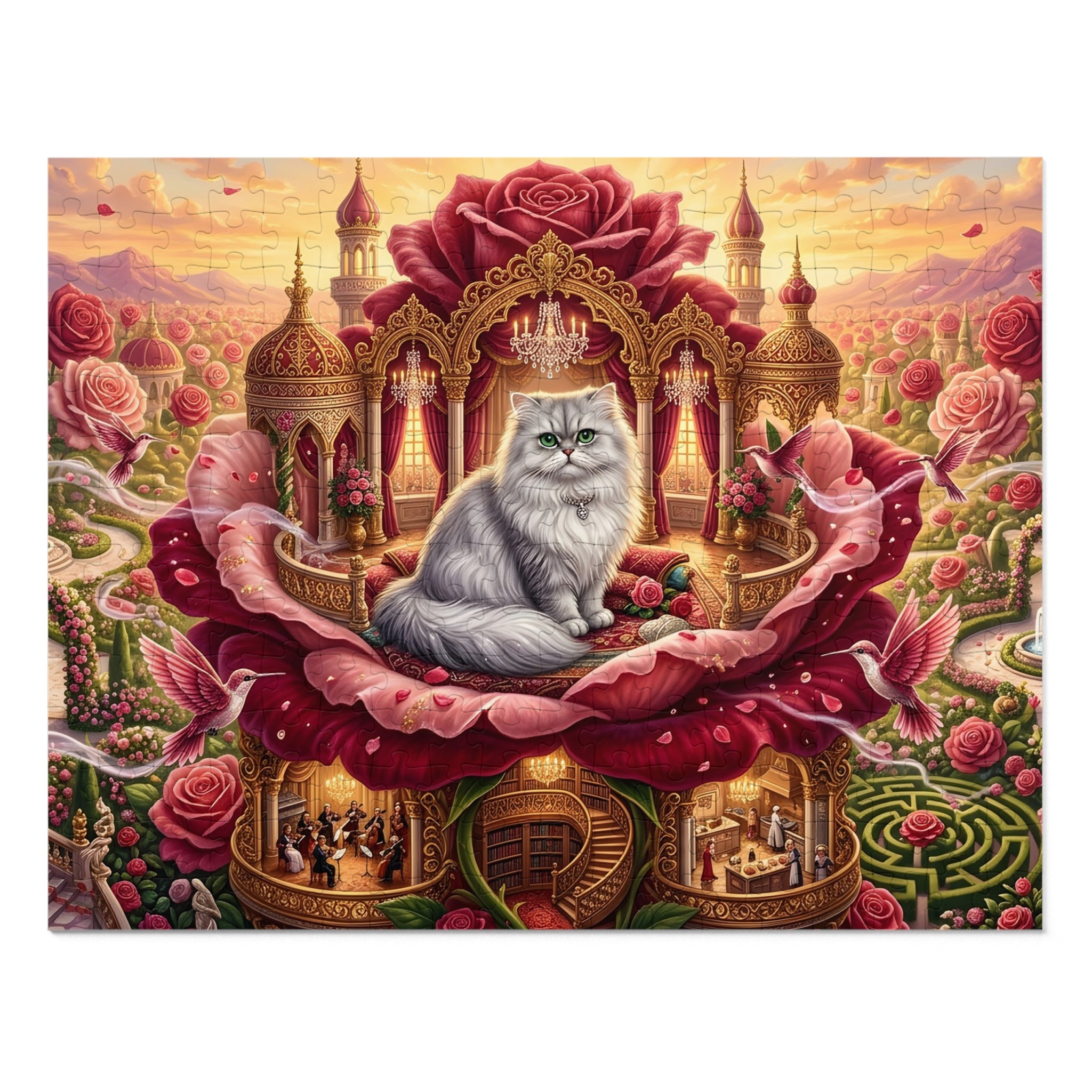 Persian Cat Giant Rose Castle Dollhouse Garden Jigsaw Puzzle