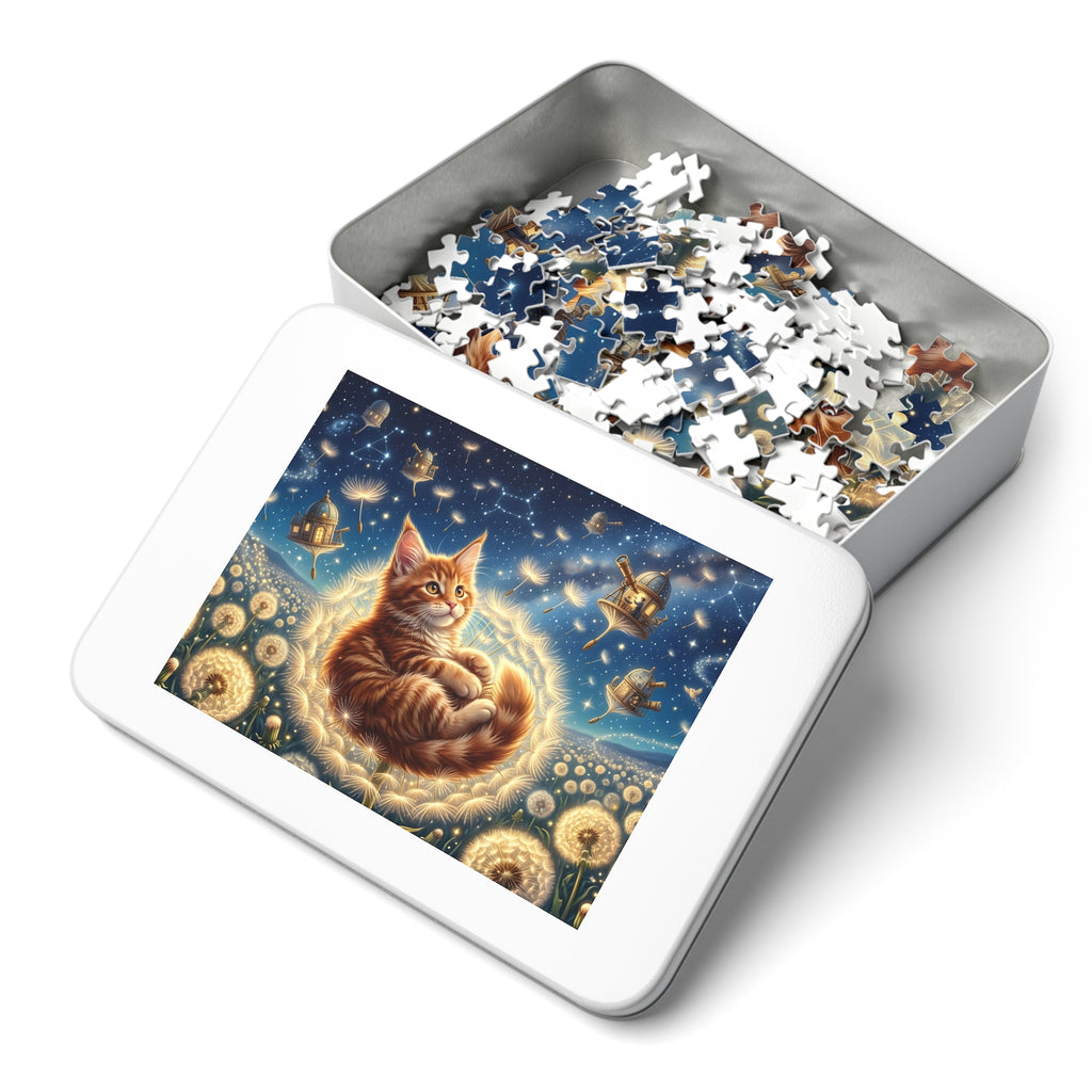 Maine Coon Kitten Celestial Dandelion Meadow Jigsaw Puzzle