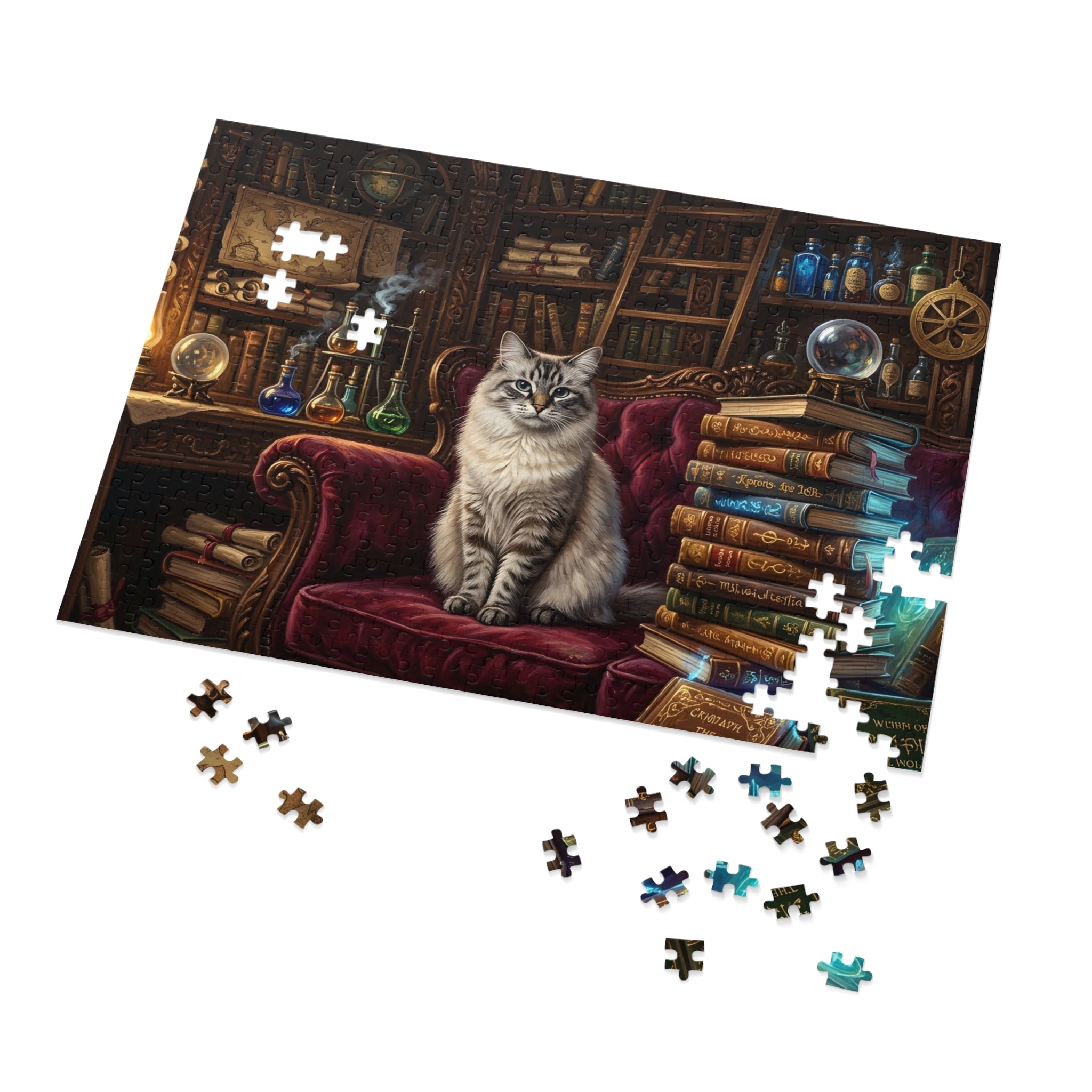Seal Lynx Point Ragdoll Vintage Library Spellbooks Jigsaw Puzzle