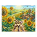 Siamese Kitten Sunflower Compass Trail Jigsaw Puzzle