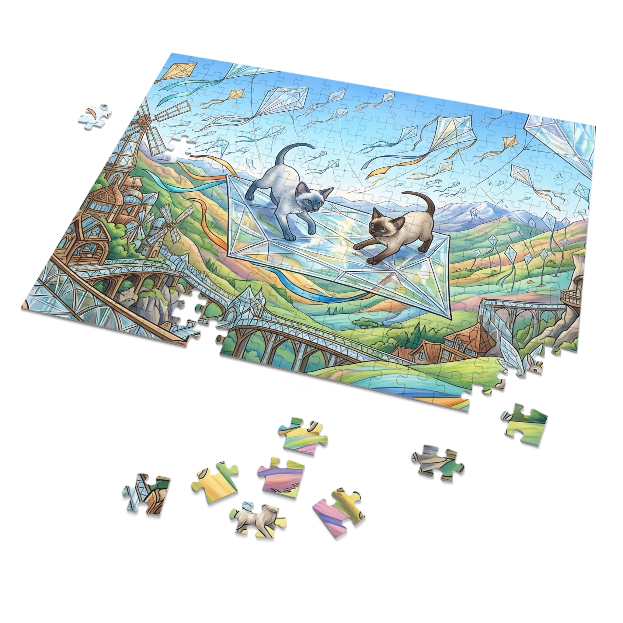Siamese Kitten Crystal Kite Flight Jigsaw Puzzle