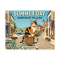 Calico American Shorthair Summer Day European Village Jigsaw Puzzle