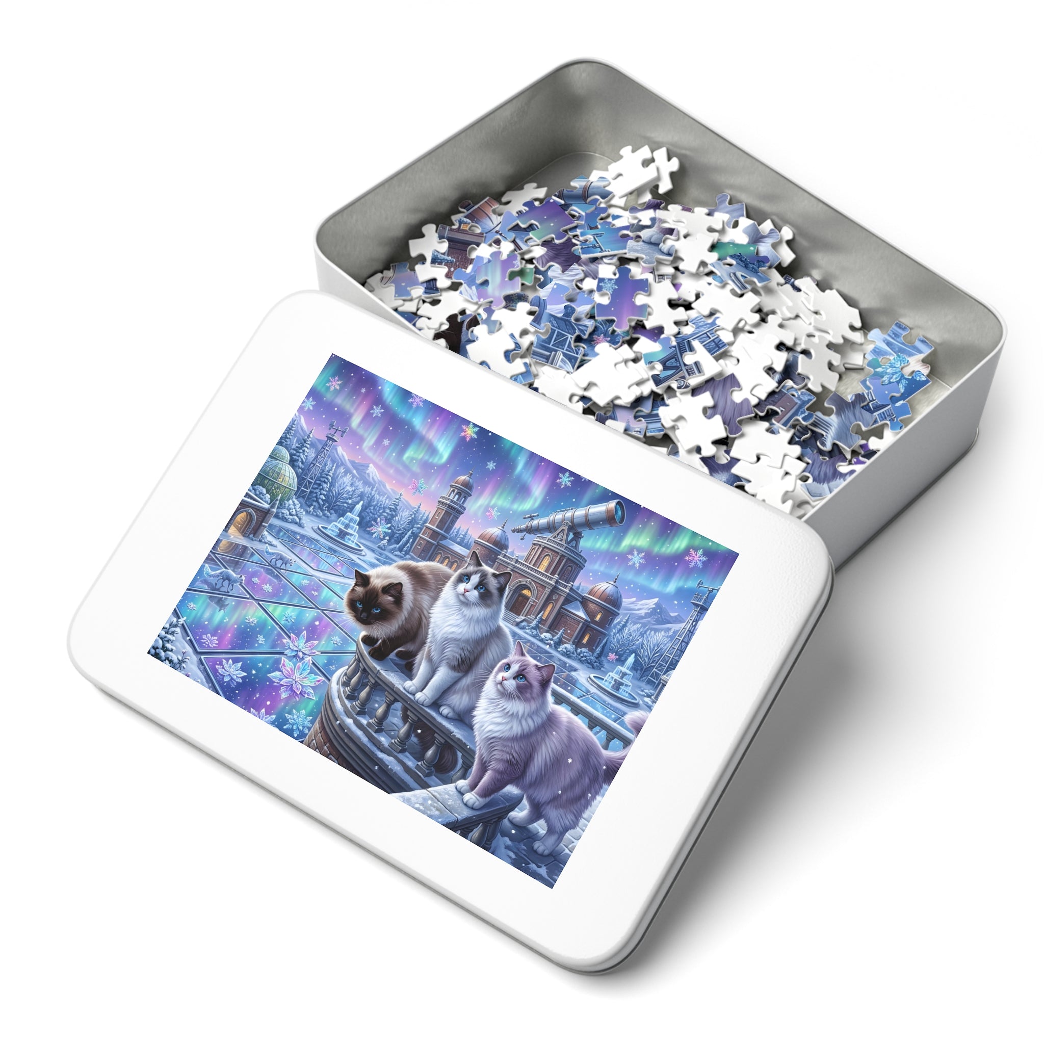 Ragdoll Cat Observatory Aurora Snowflake Terrace Jigsaw Puzzle