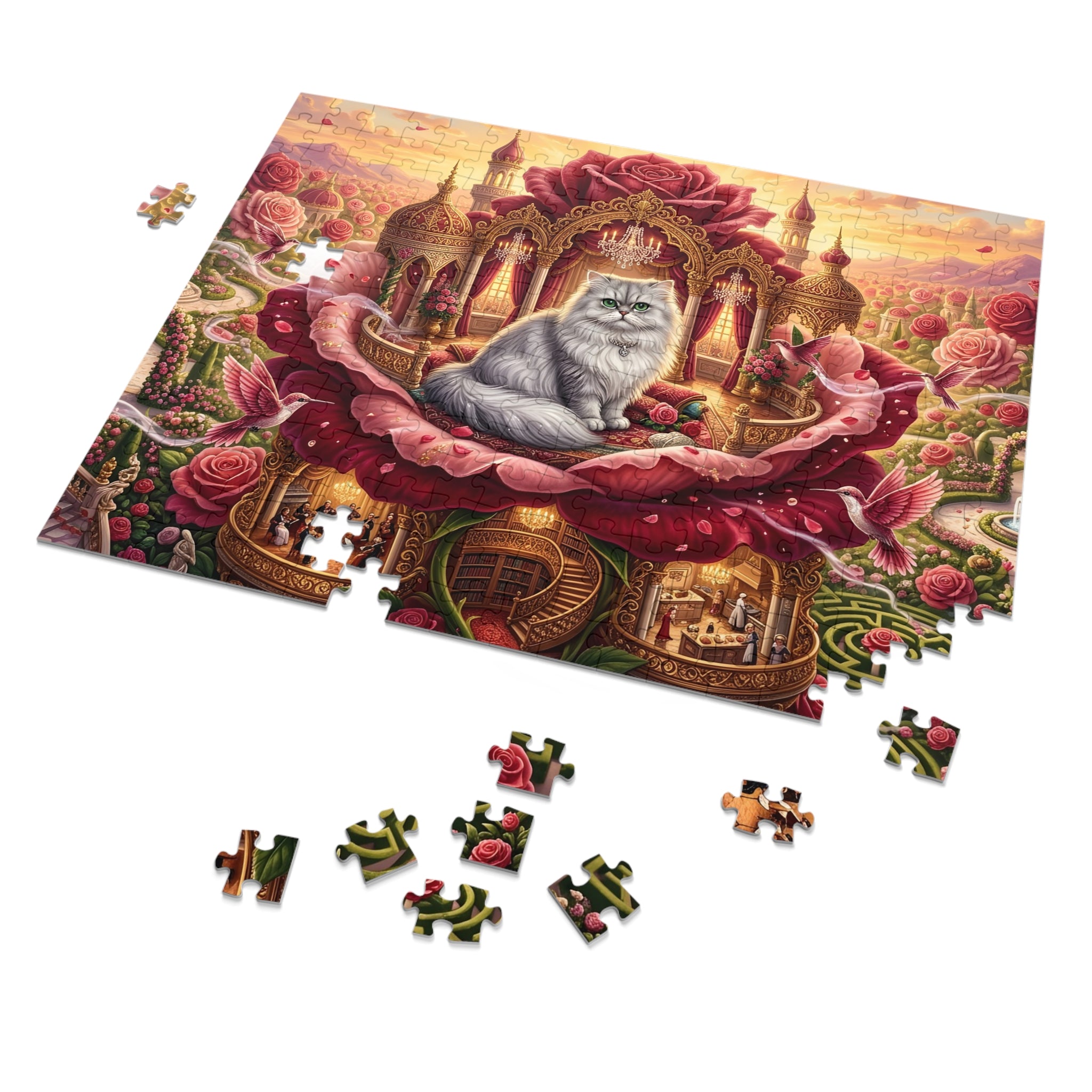 Persian Cat Giant Rose Castle Dollhouse Garden Jigsaw Puzzle