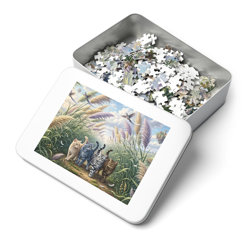 American Shorthair Cat Pampas Grass Pathway Floating Islands Jigsaw Puzzle