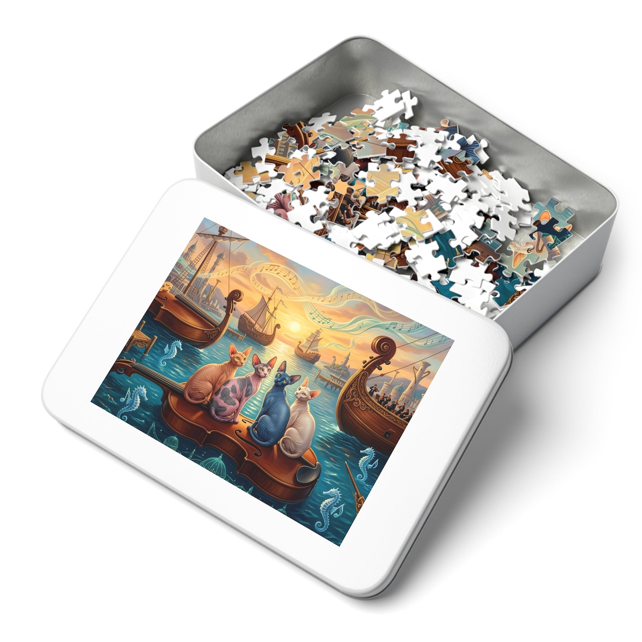 Sphynx Cat Floating Violin Harbor Jigsaw Puzzle
