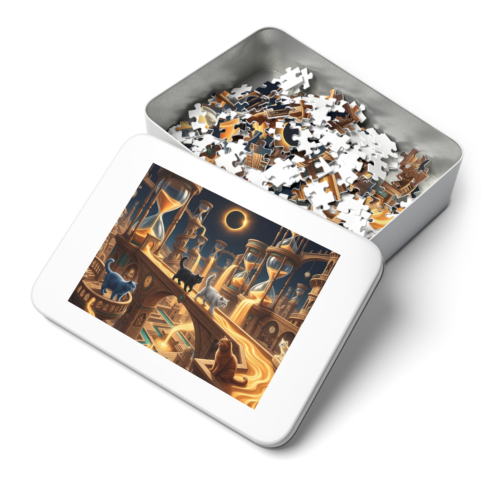 British Shorthair Cat Cosmic Hourglass Citadel Jigsaw Puzzle