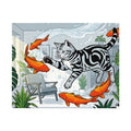 Silver Tabby American Shorthair Flying Goldfish Room Jigsaw Puzzle