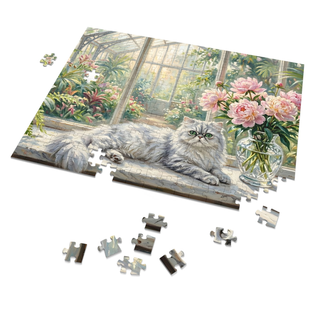 Silver Chinchilla Persian Greenhouse Peonies Jigsaw Puzzle