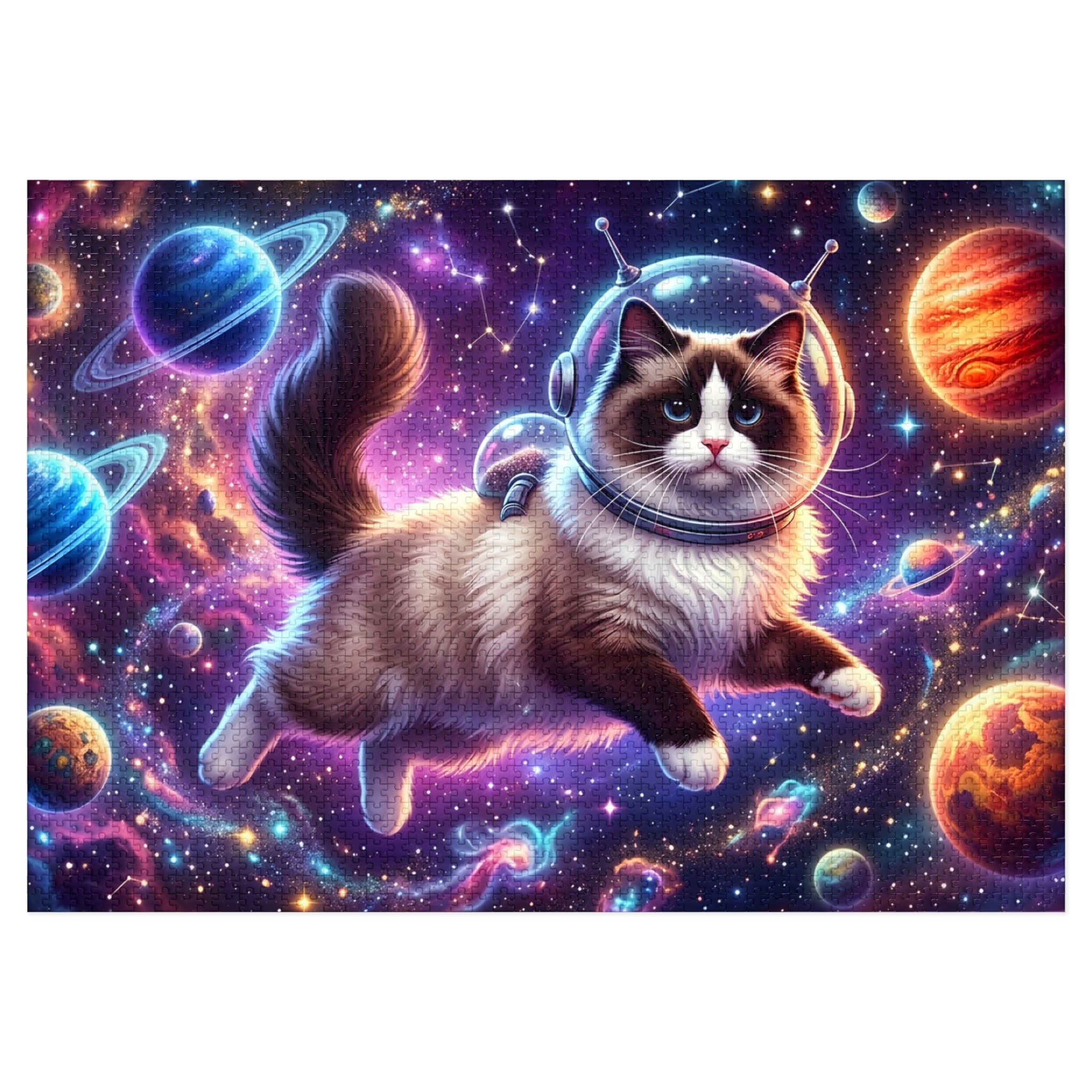 Seal Bicolor Ragdoll Astronaut Outer Space Jigsaw Puzzle