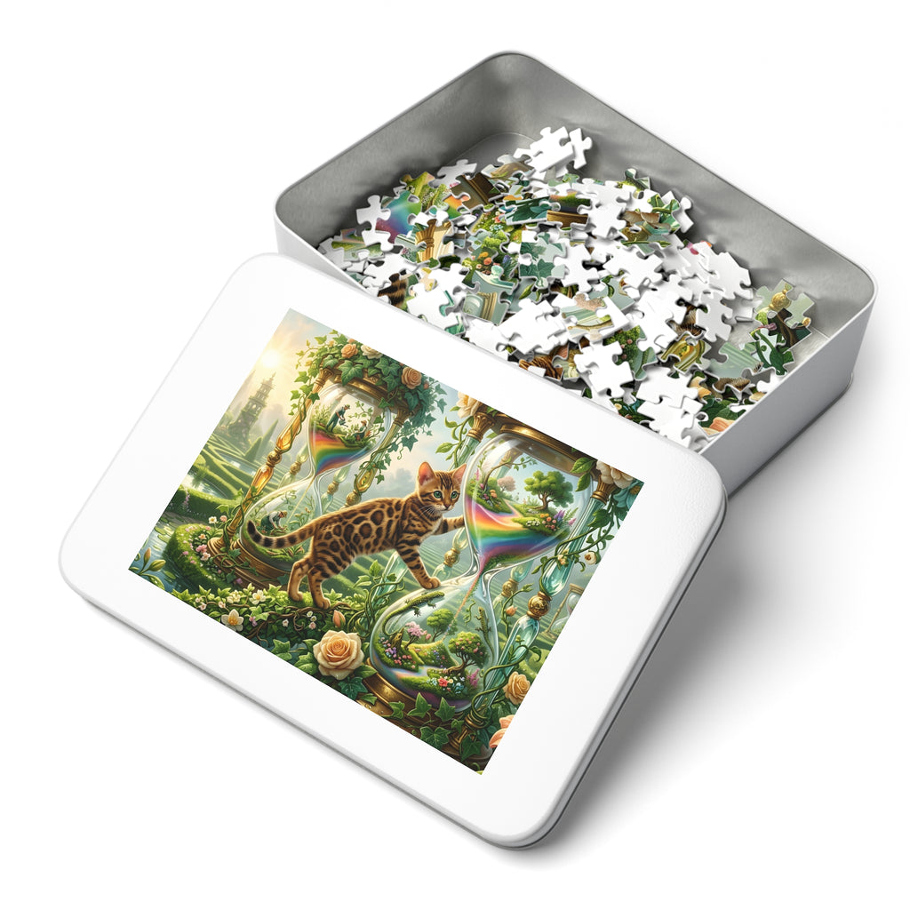 Bengal Kitten Rainbow Hourglass Garden Jigsaw Puzzle