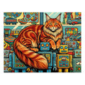 Orange Tabby Maine Coon Vintage Robots Toy Store Jigsaw Puzzle