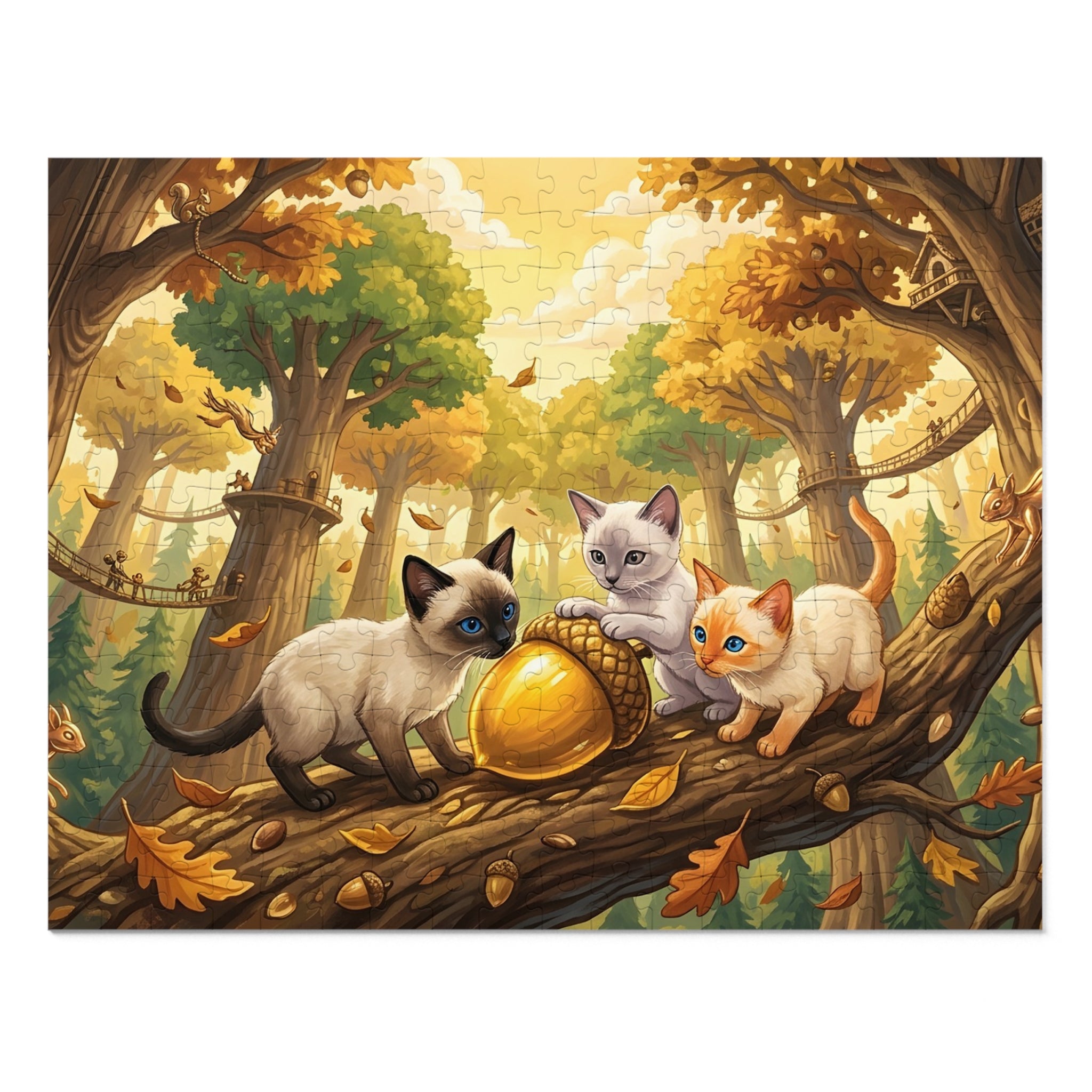 Siamese Kitten Golden Acorn Treetop Sanctuary Jigsaw Puzzle